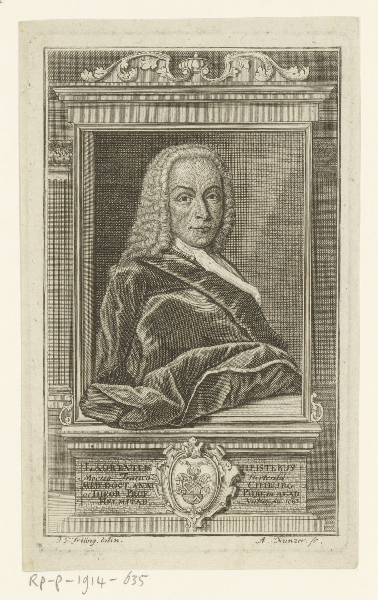 Portret van Lorenz Heister by Andreas Nunzer