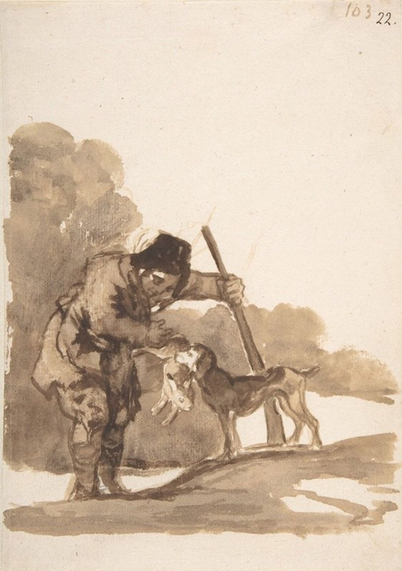 Rabbit hunter with a Retriever by Francisco de Goya