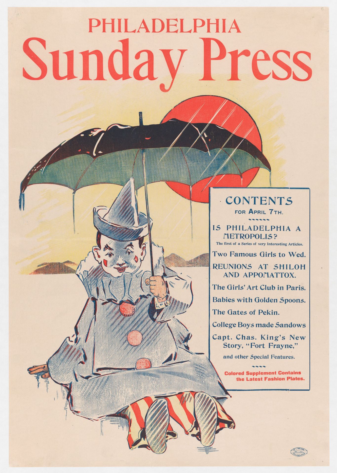 Advertisement for Philadelphia Sunday Press: April 7, 1896 by George Reiter Brill