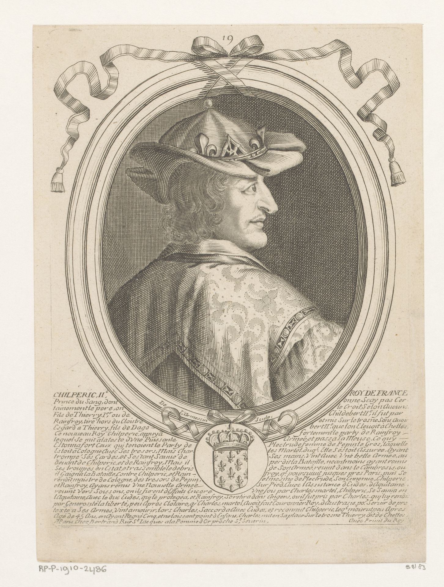 Portret van Chilperik II by Nicolas de (I) Larmessin