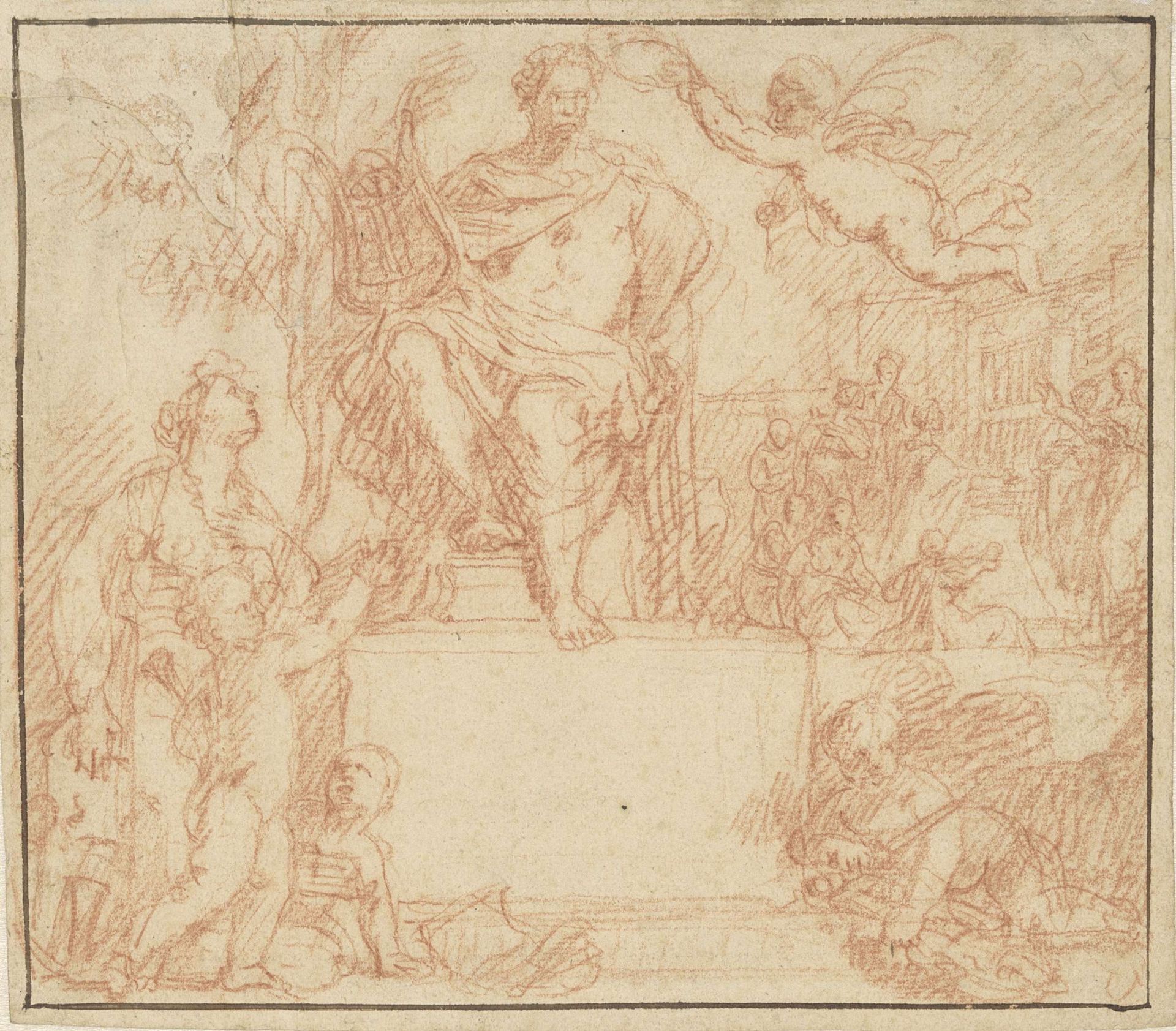Ontwerp voor een titelblad met Apollo en de Muzen by Anonymous