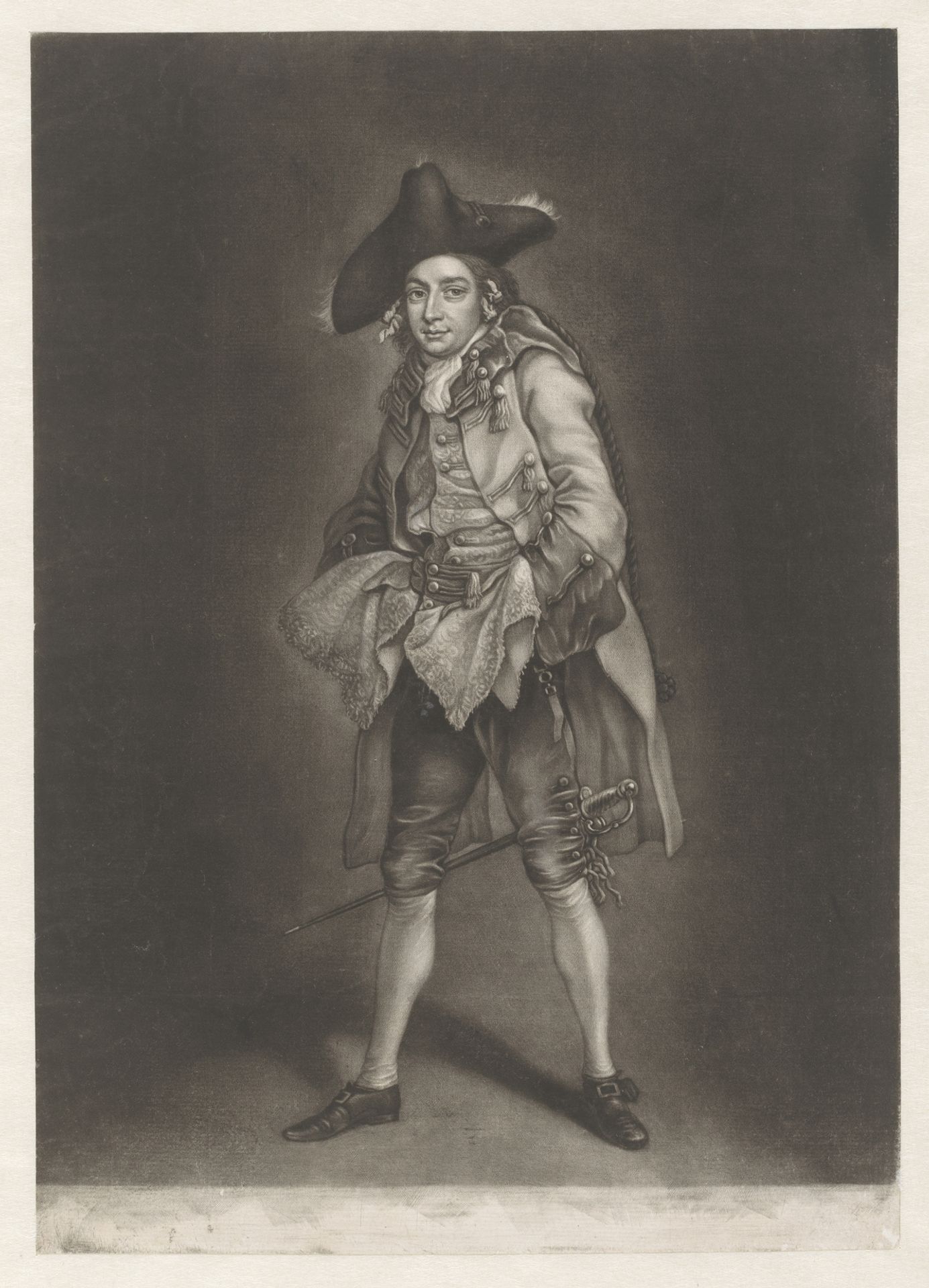 Portret van Henry Woodward als de heer uit Lethe by James McArdell