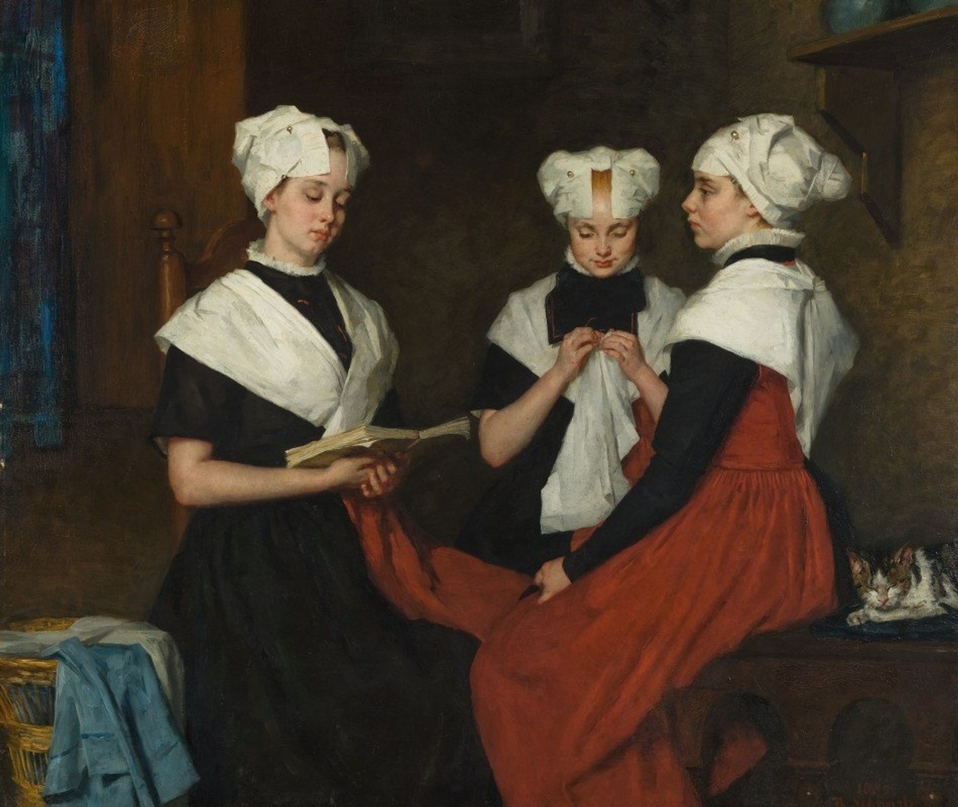 Drie burgerweesmeisjes van Amsterdam by Thérèse Schwartze