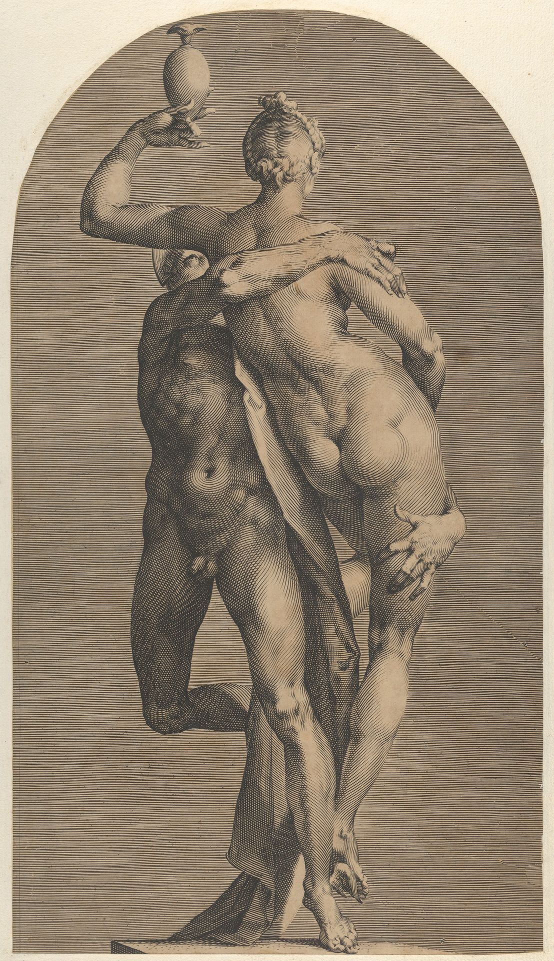 Mercury Abducting Psyche (view with Psyche from behind), from a set of three views of the sculpture by Jan Muller