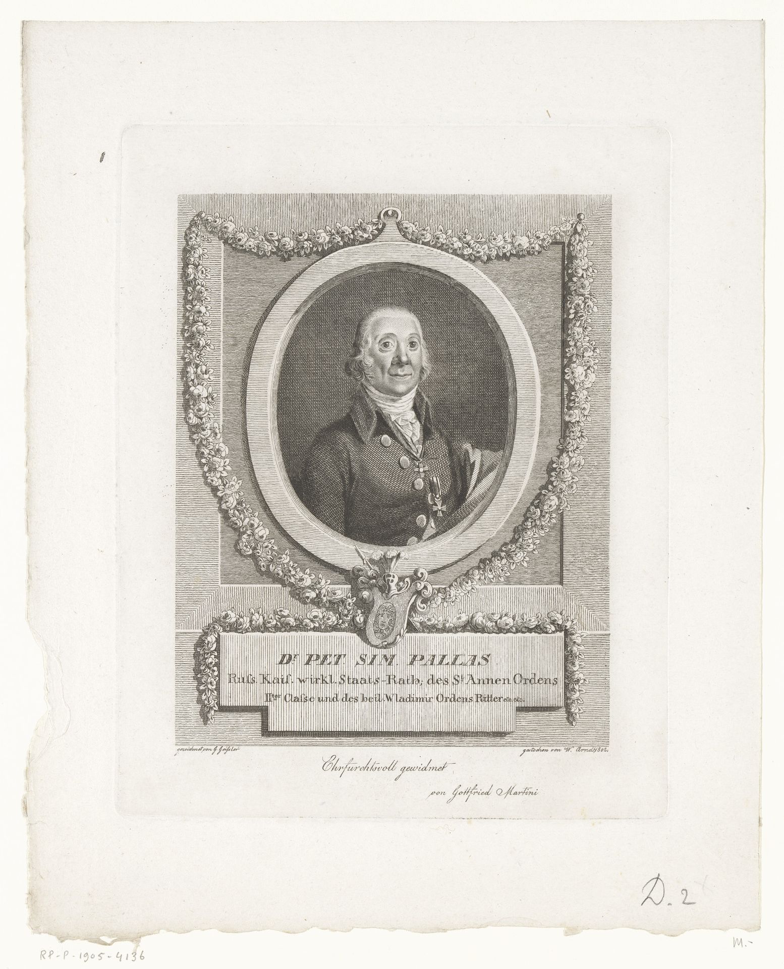 Portret van Peter Simon Pallas by Wilhelm Arndt