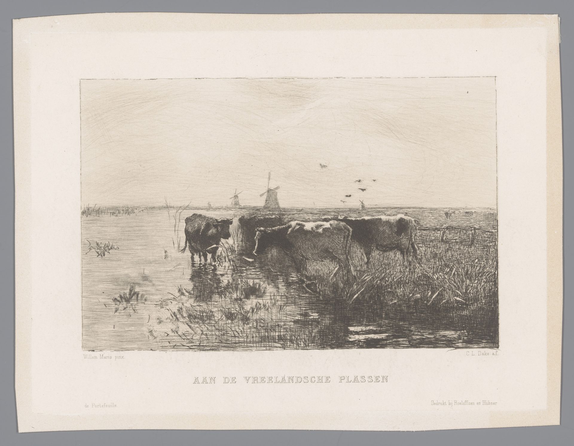 Gezicht op de Vreelandse plassen by Carel Lodewijk Dake