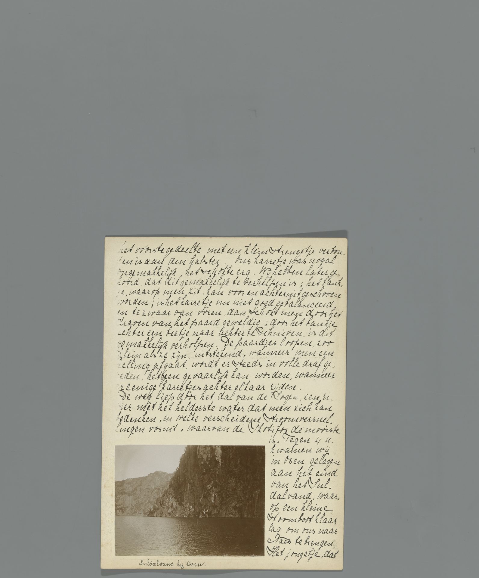 Elfde pagina van een dagboek van een reis door Noorwegen met een foto met een gezicht op Suldal Vand by Hendrik Herman van den Berg