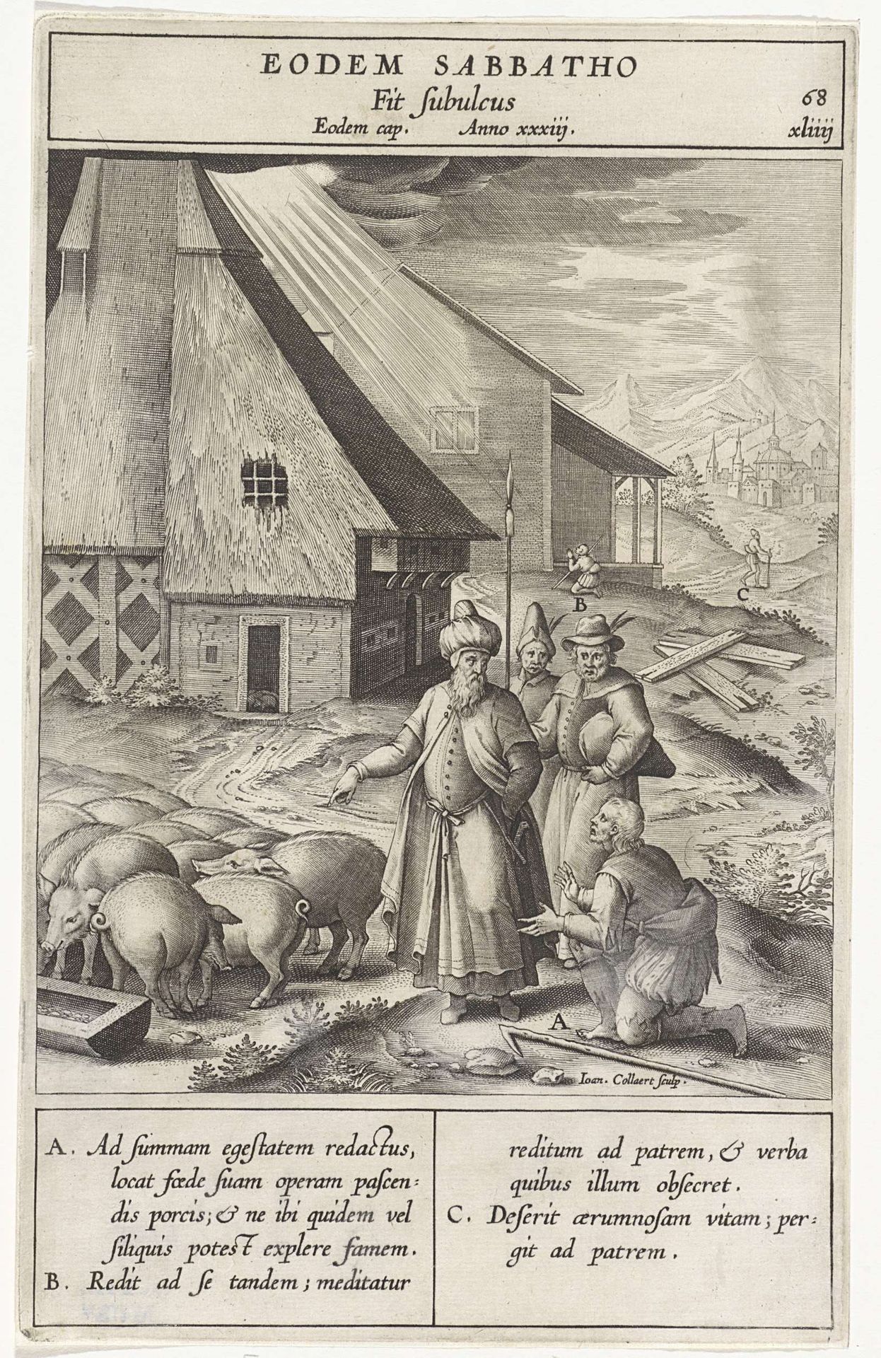 De verloren zoon als varkenshoeder by Jan (II) Collaert