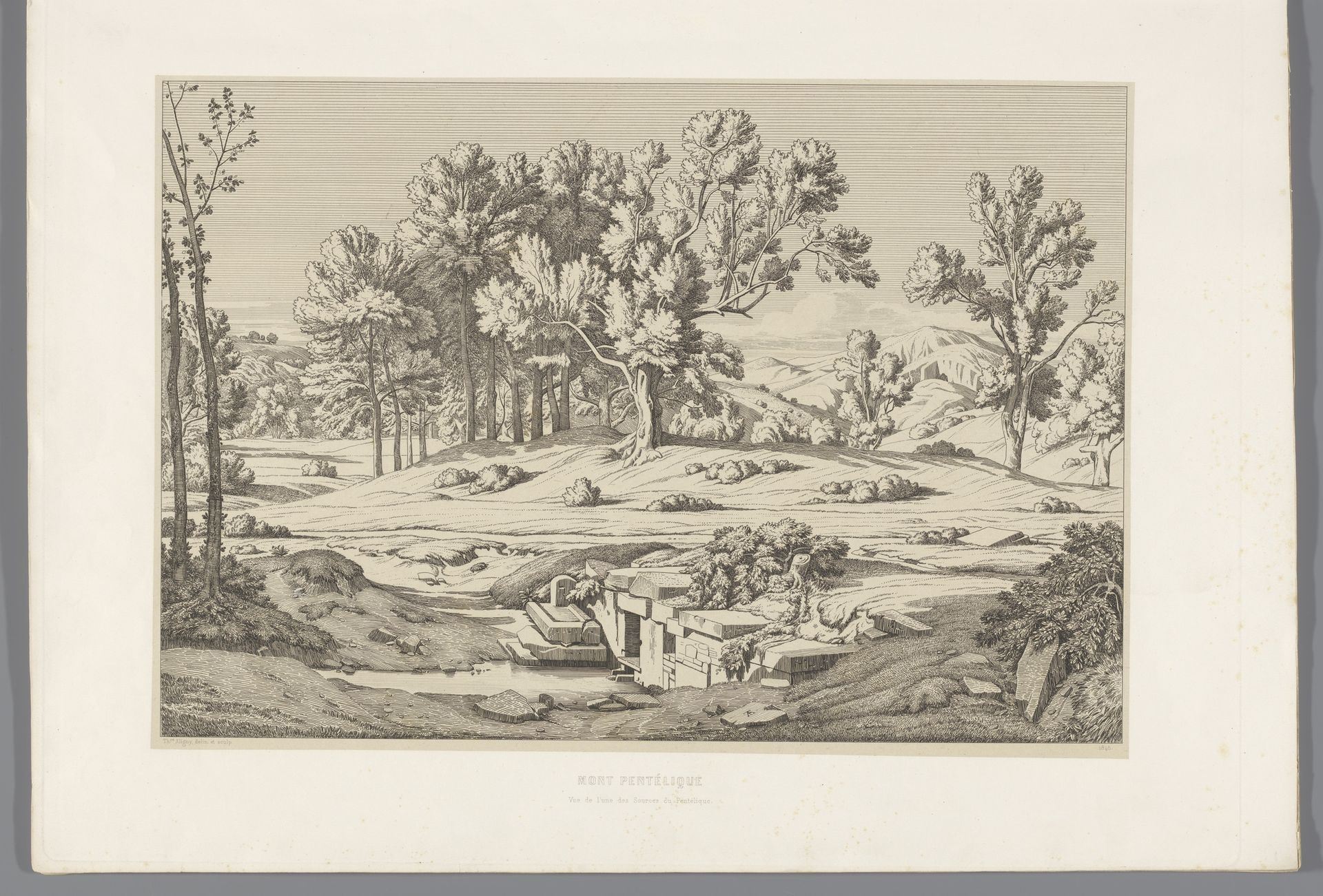 Landschap met gezicht op de berg Pentelikon by Claude-Félix-Théodore Caruelle d' Aligny