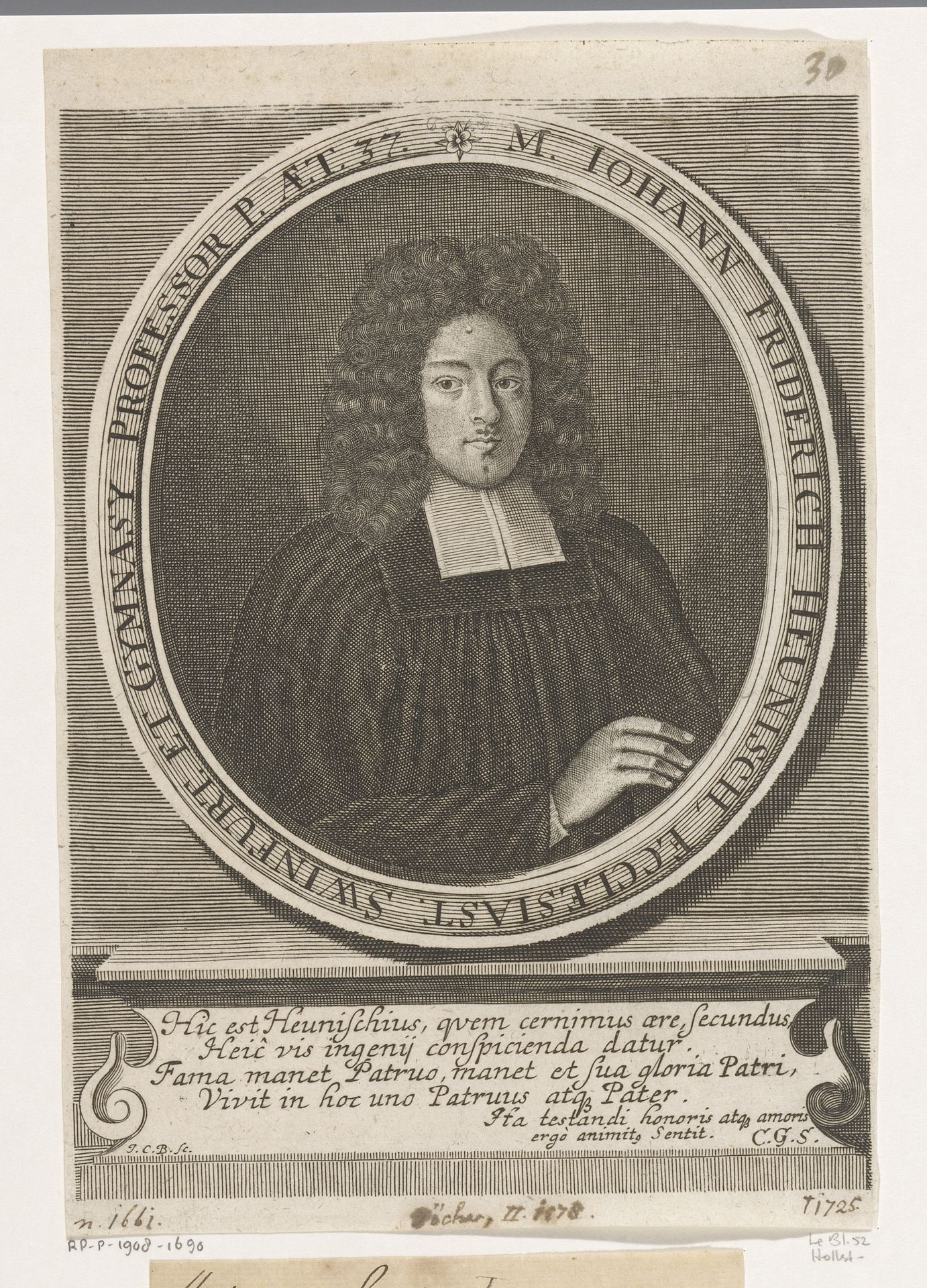 Portret van Johann Friedrich Heunisch by Johann Christoph Boecklin