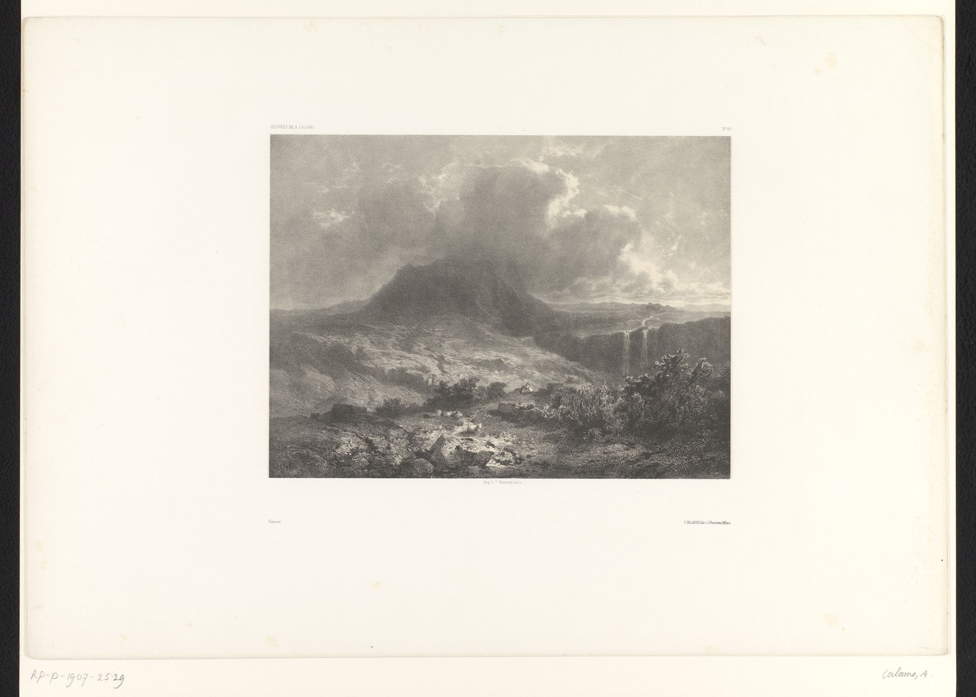 Berglandschap met watervallen en een kloof by Alexandre Calame