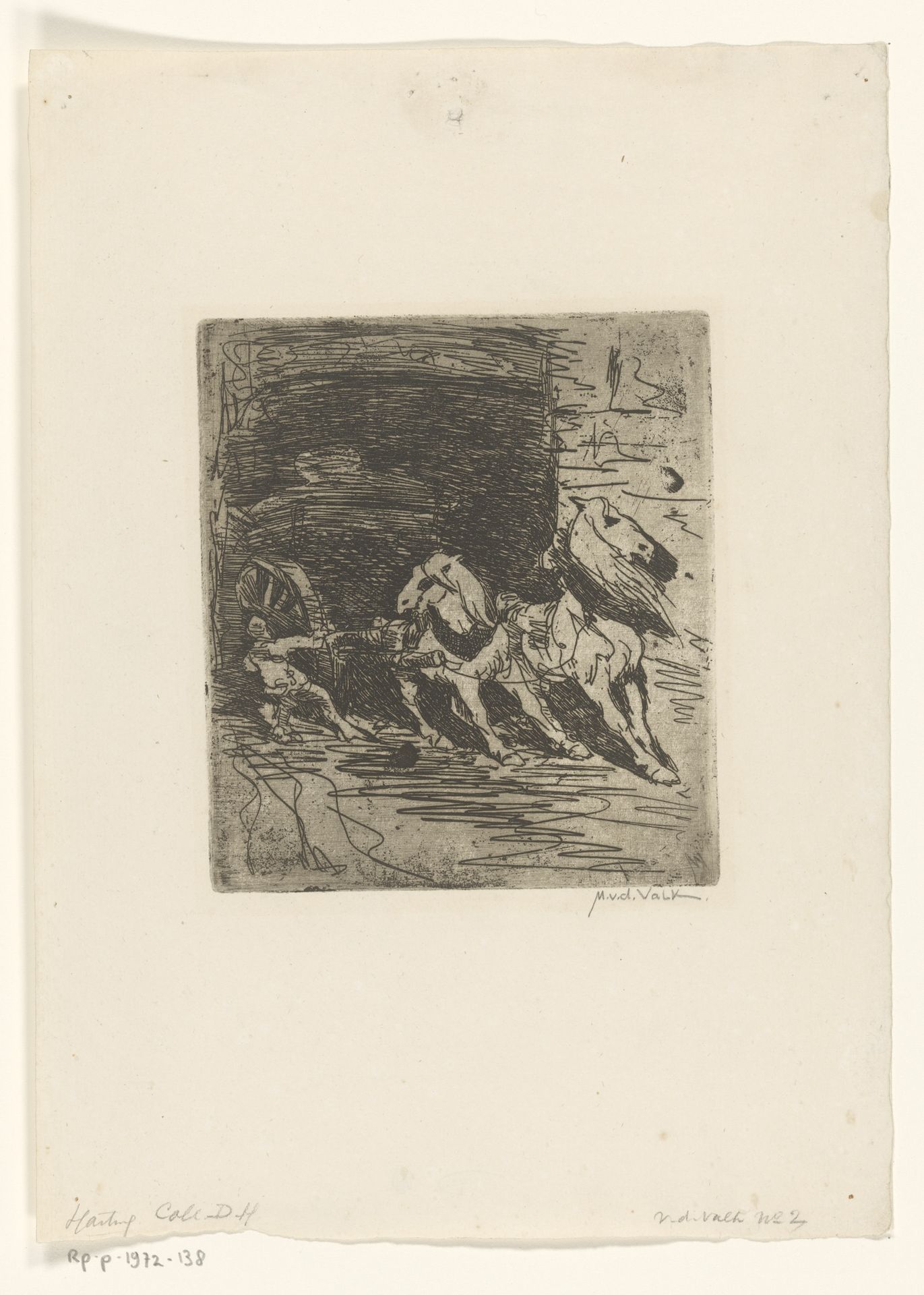 Paarden met kar by Maurits van der Valk