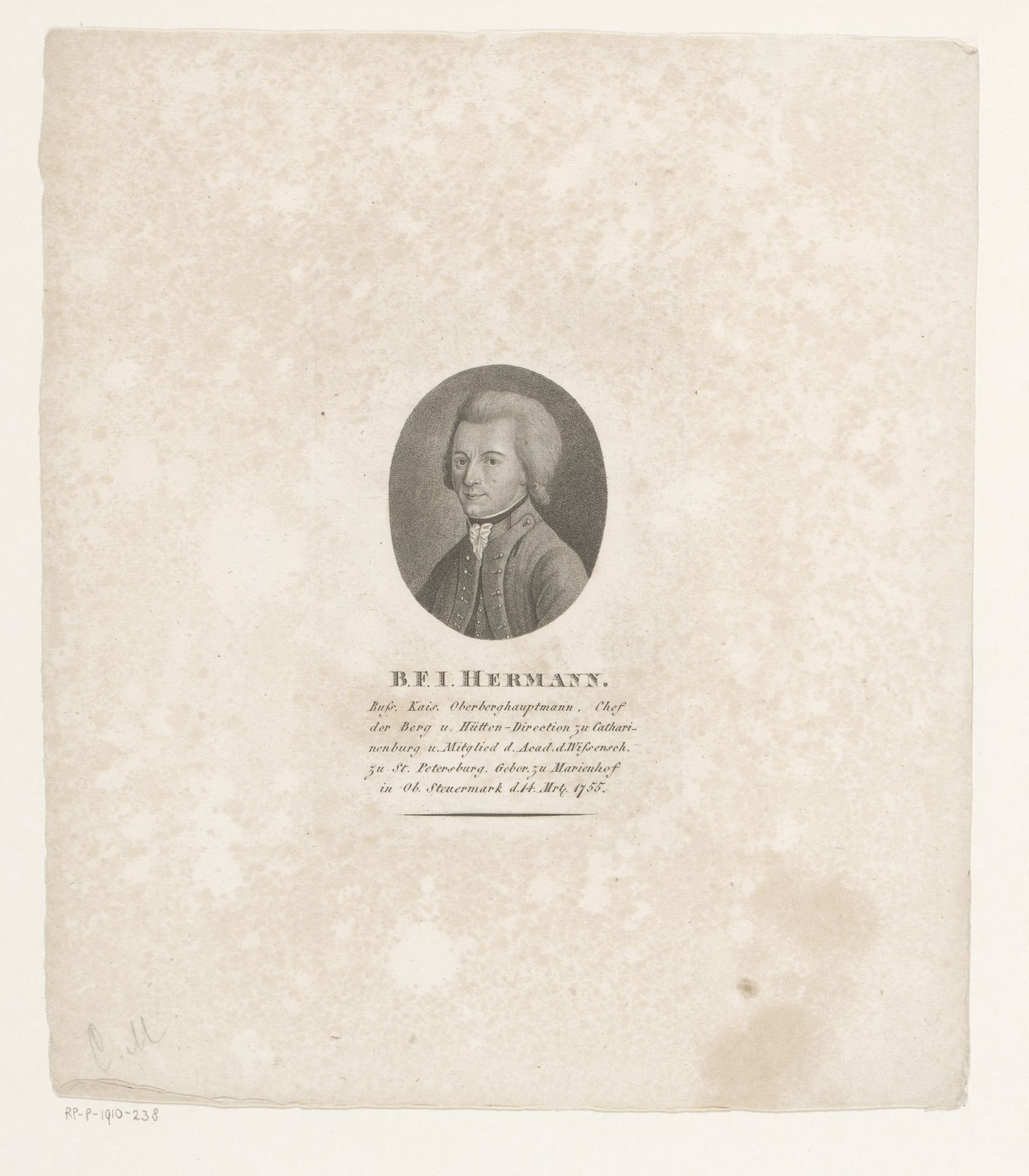 Portret van Franz Benedikt Hermann by Konrad Westermayr