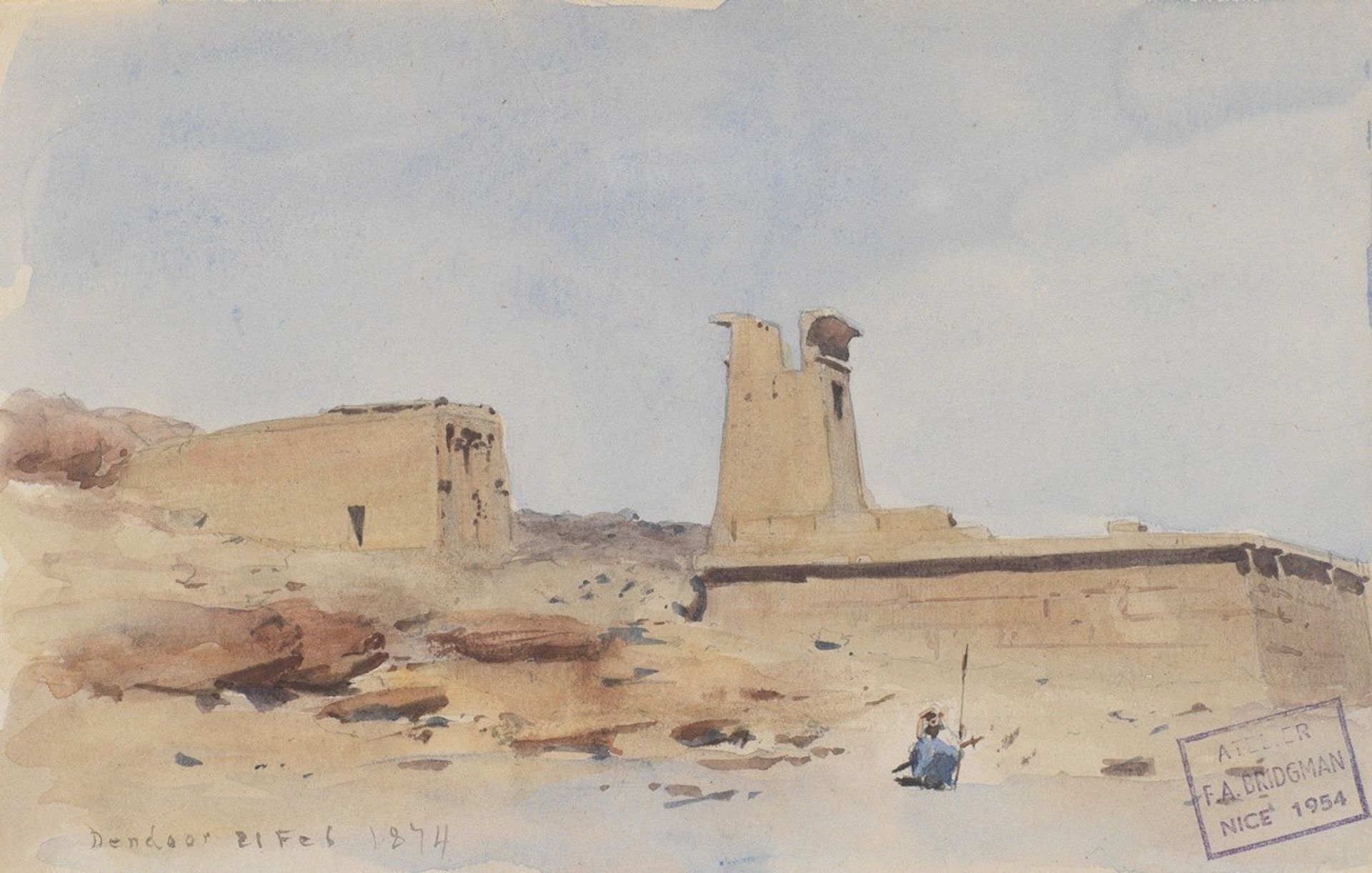 The Temple of Dendur, Showing the Pylon and Terrace by Frederick Arthur Bridgman
