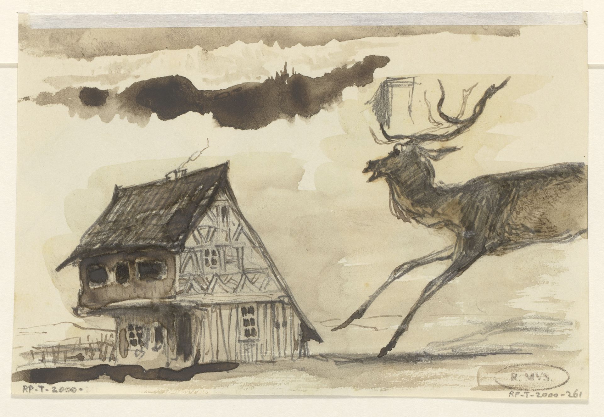 Huis en hert by Johannes Tavenraat