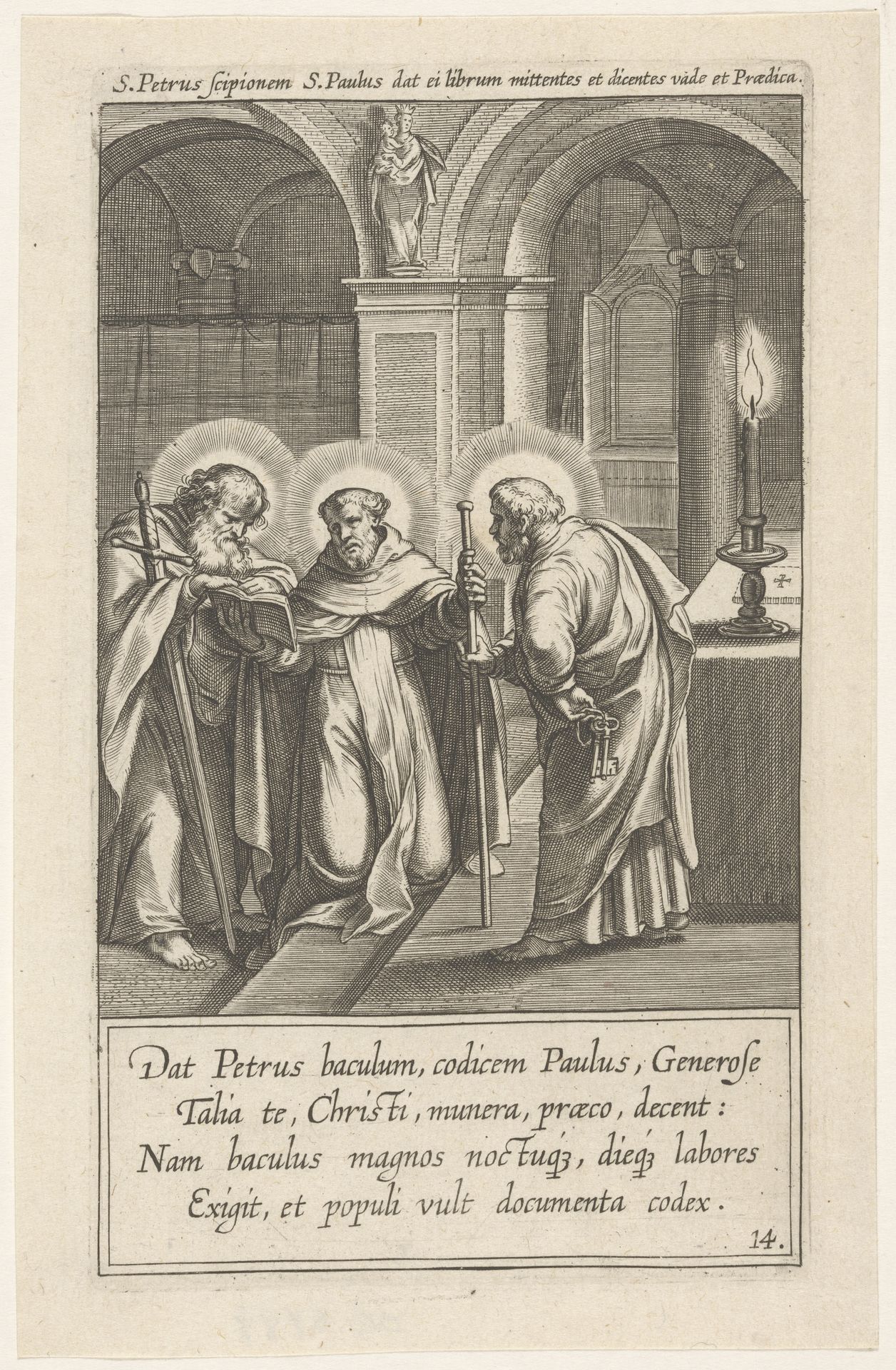 Visioen van de heilige Dominicus over de apostelen Petrus en Paulus by Theodoor Galle