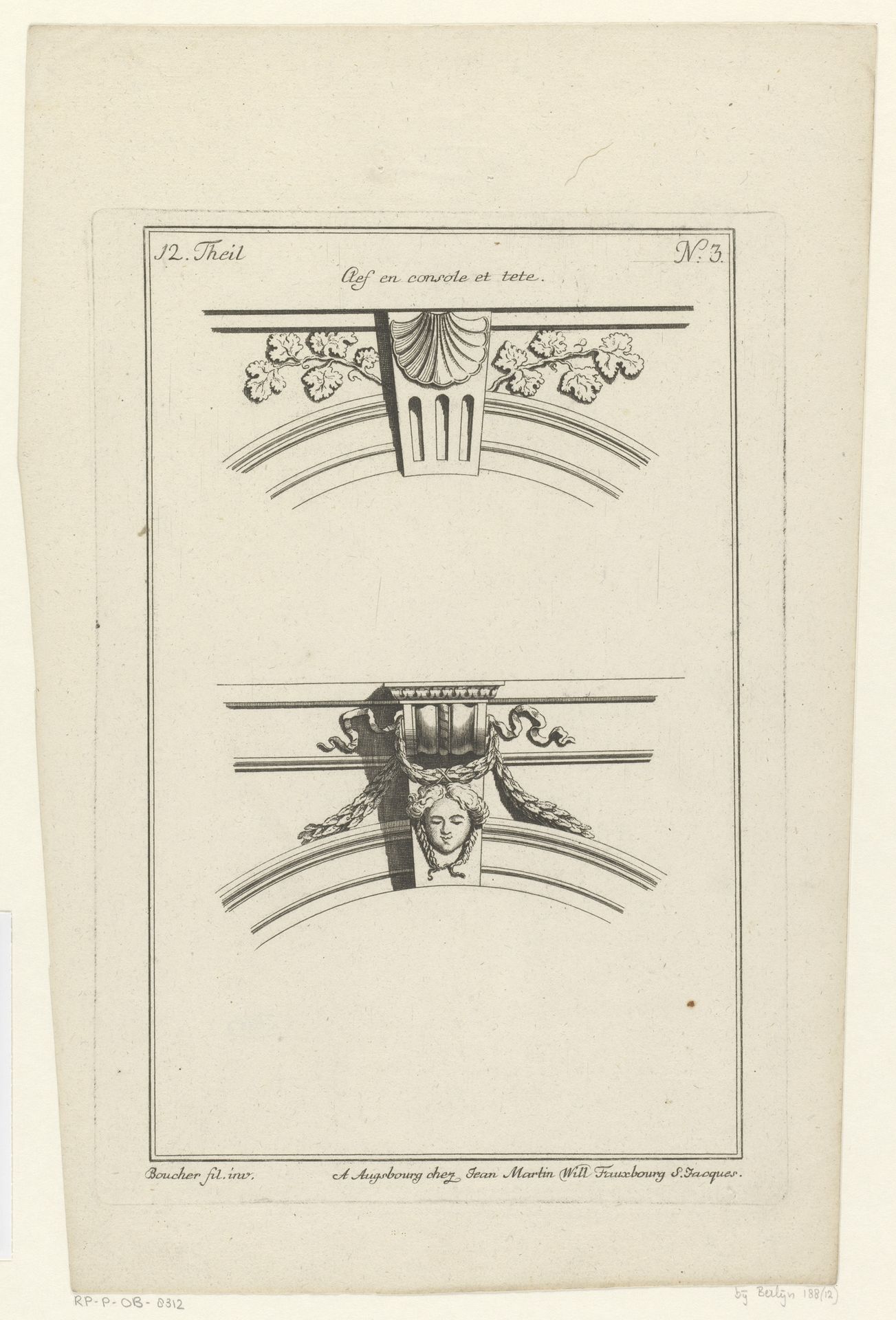 Consoles met schelp en gezicht by Anonymous