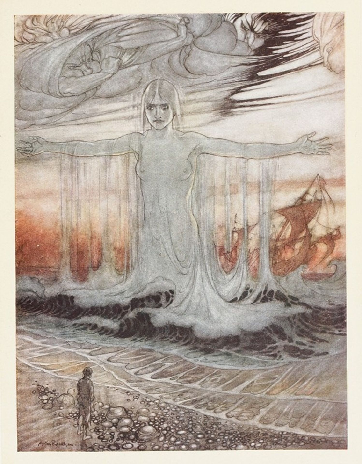 The Shipwrecked Man and the Sea by Arthur Rackham