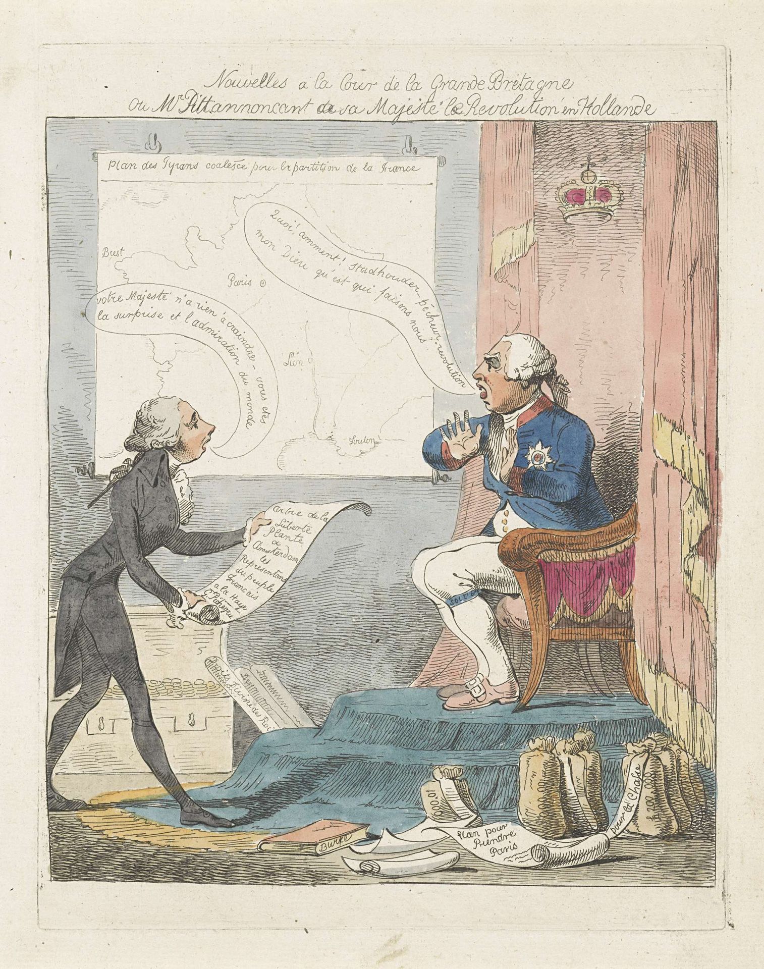 Pitt brengt George III het nieuws over de revolutie in Nederland, 1795 by Anonymous