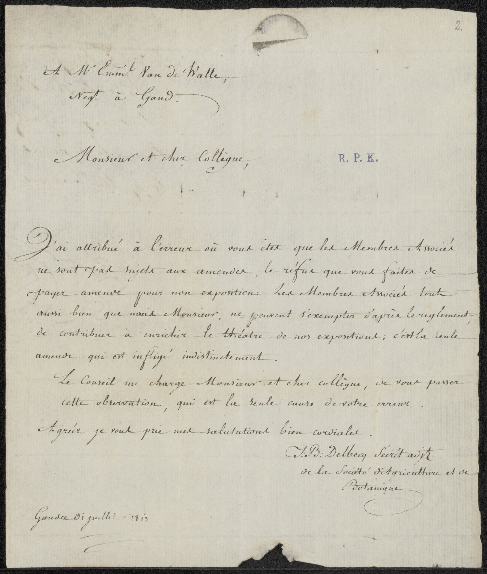 Brief aan onbekend by Jean-Baptiste Delbecq