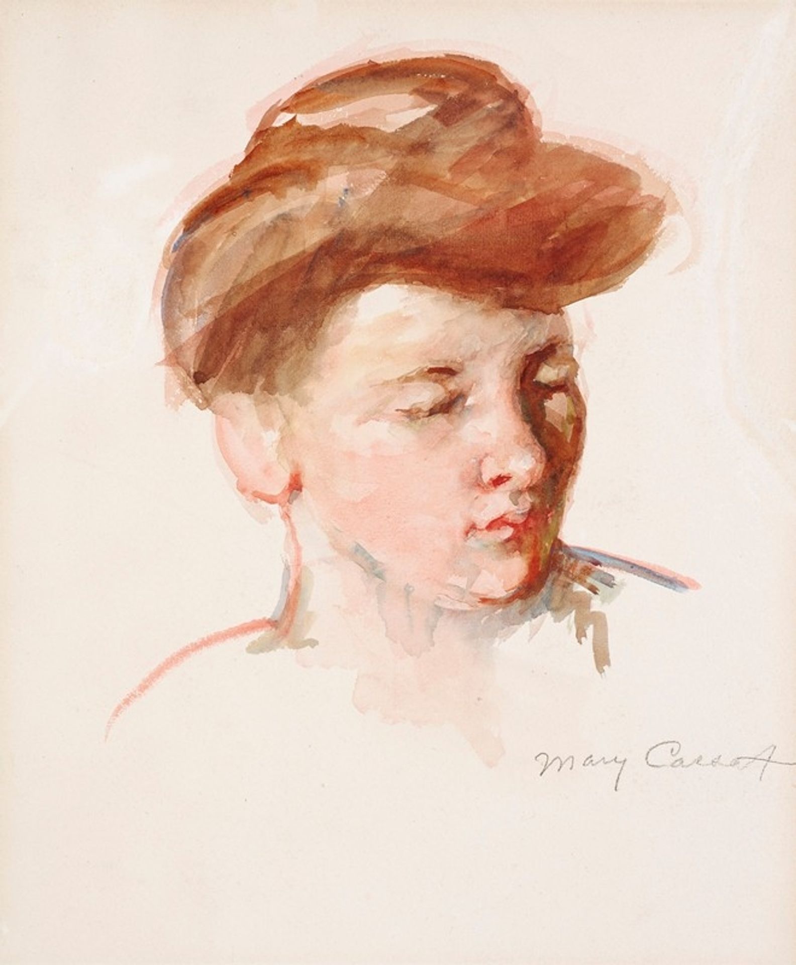 Sketch of Mother Jeanne’s Head Looking Down by Mary Cassatt