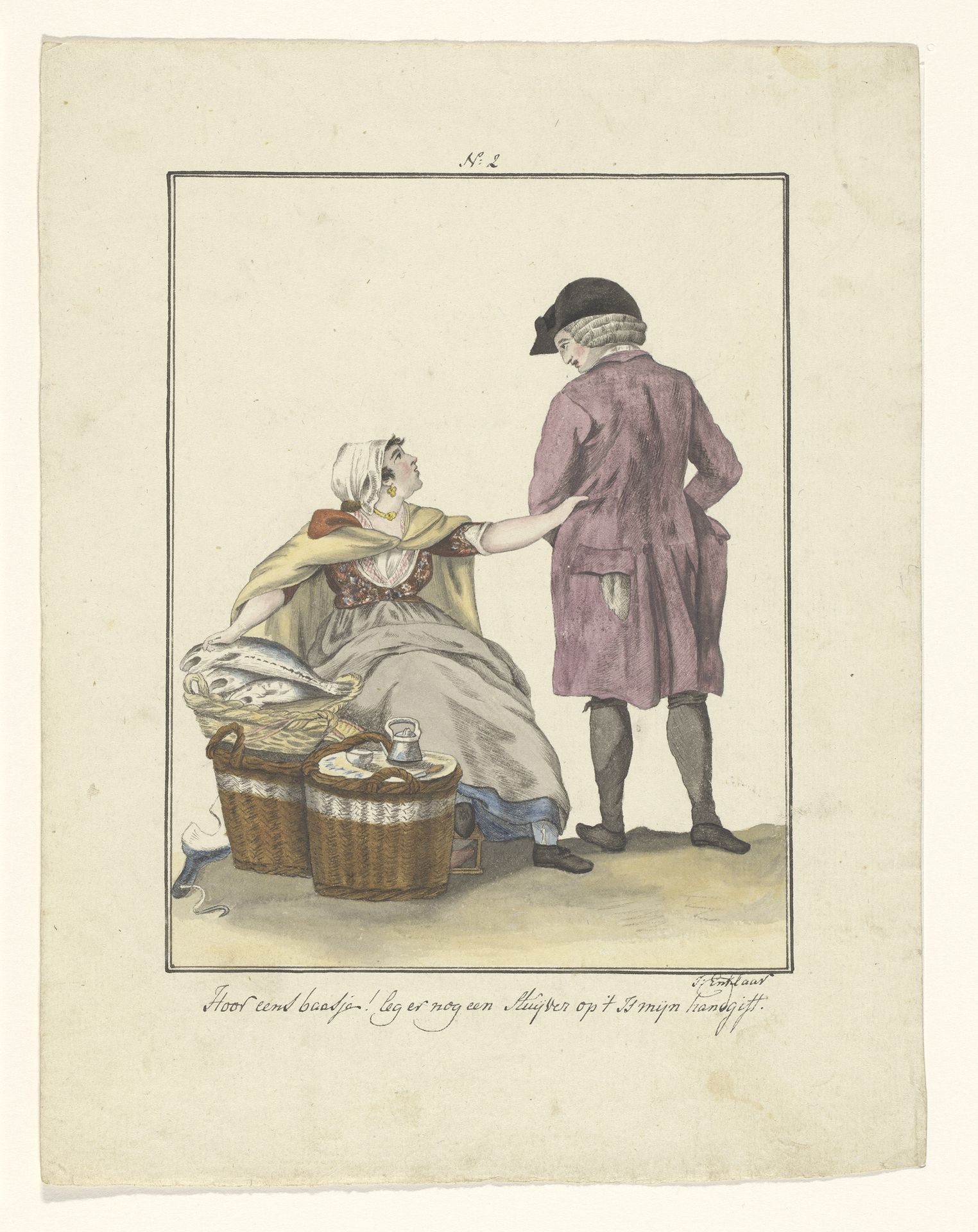 Visverkoopster en klant by J. Enklaar