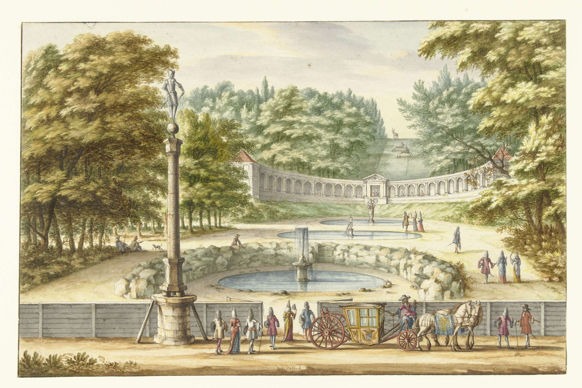 Amfitheater te Kleef, naar het Zuiden gezien by Jan van Call