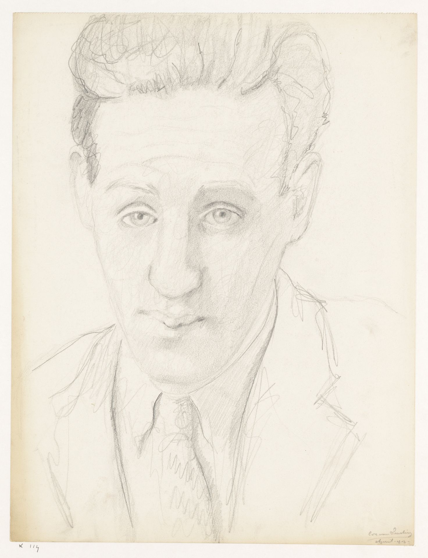 Zelfportret en face, april 1942 by Cor van Teeseling