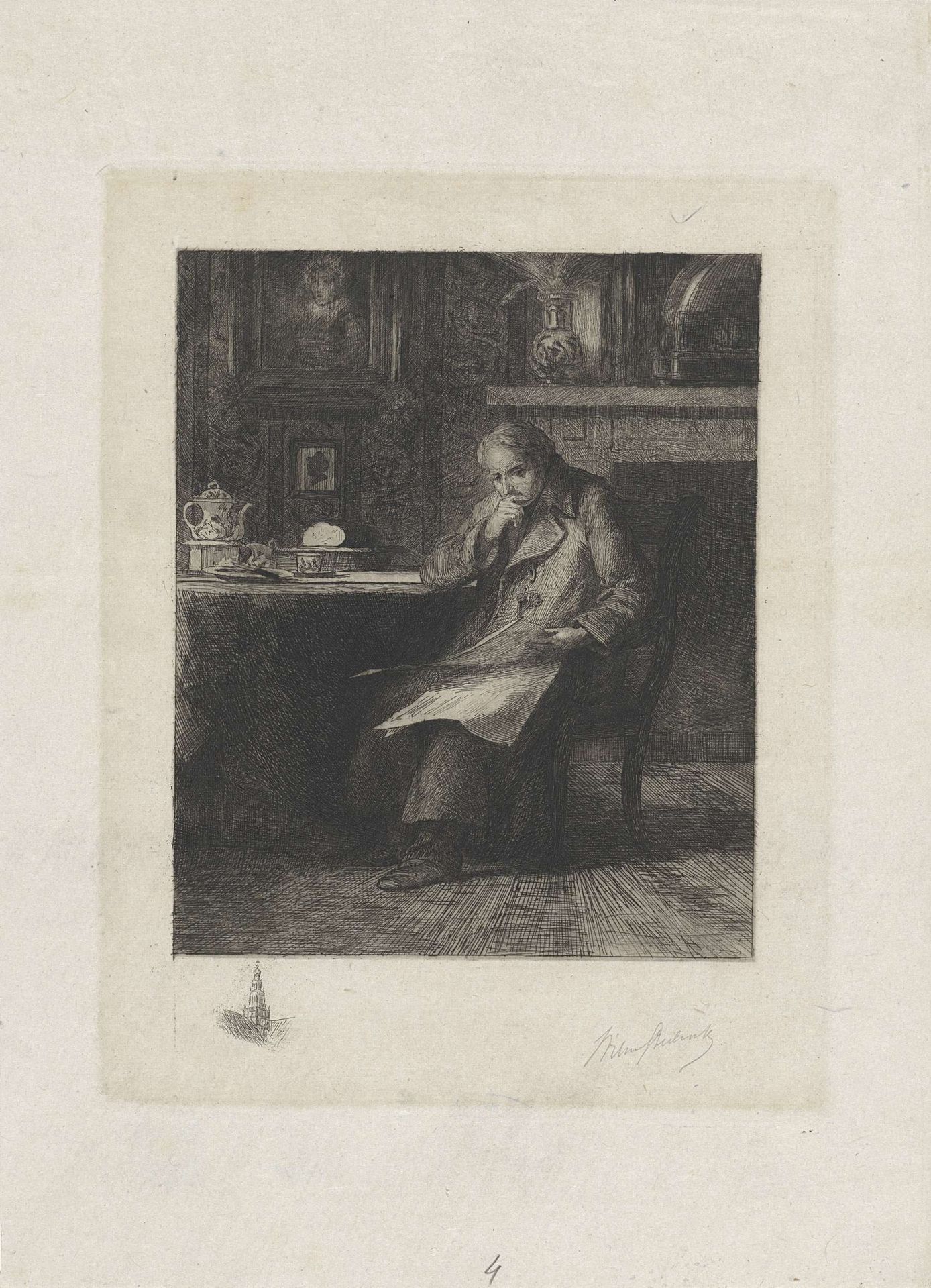Man leest de krant by Willem (II) Steelink
