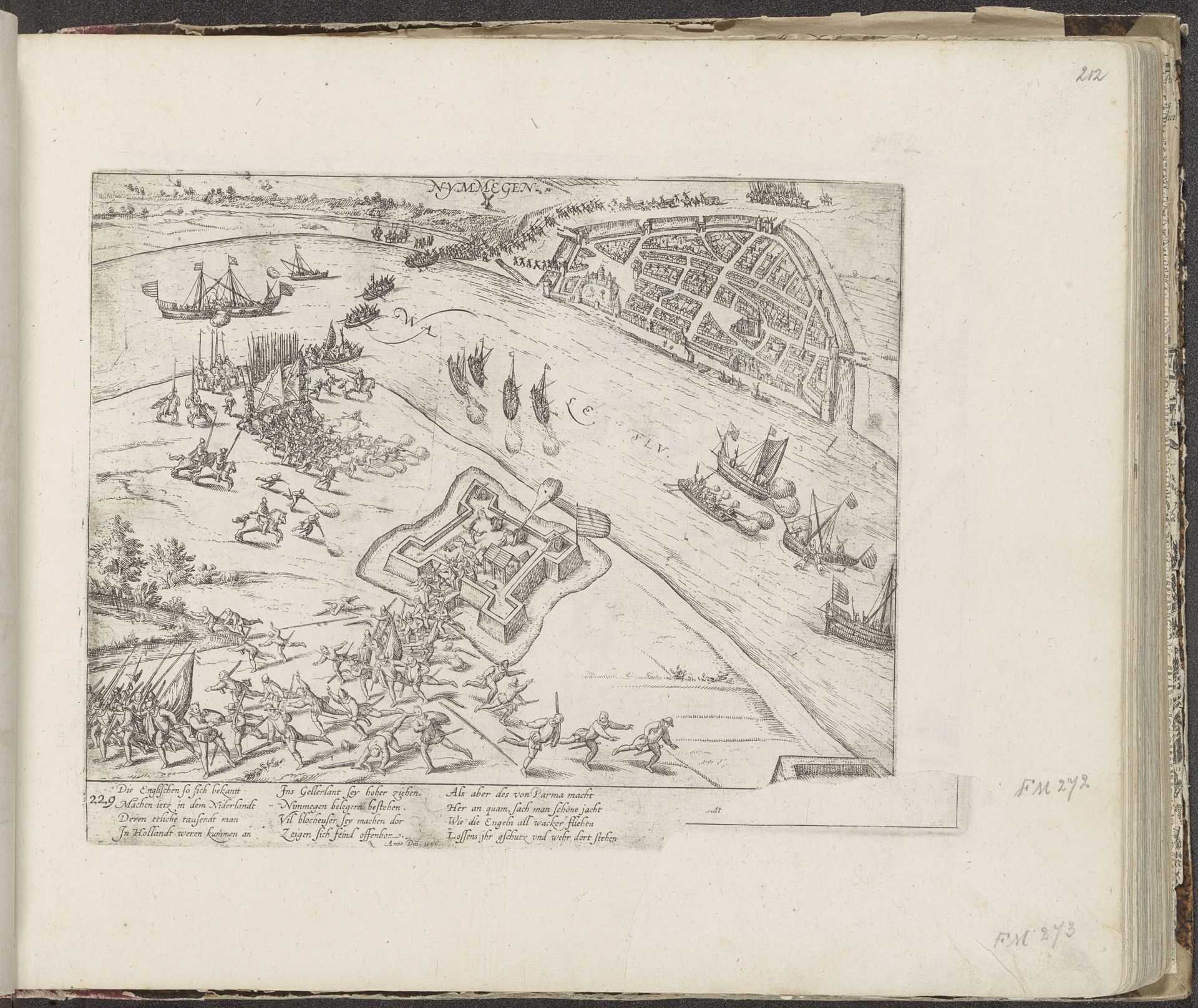 Engelsen bij Nijmegen door Parma verslagen, 1586 by Frans Hogenberg