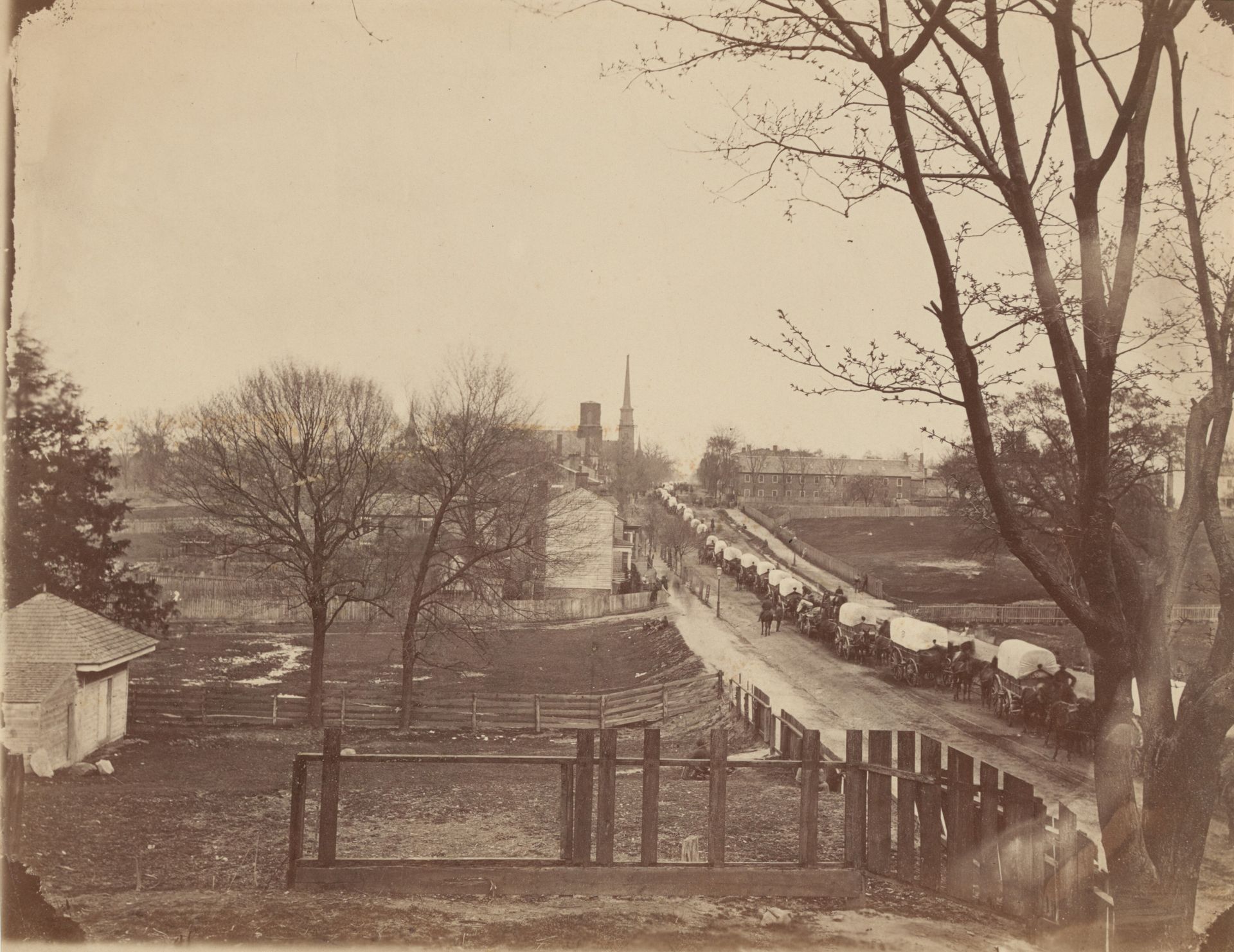Train of Army Wagons Entering Petersburg, Virginia by John Reekie