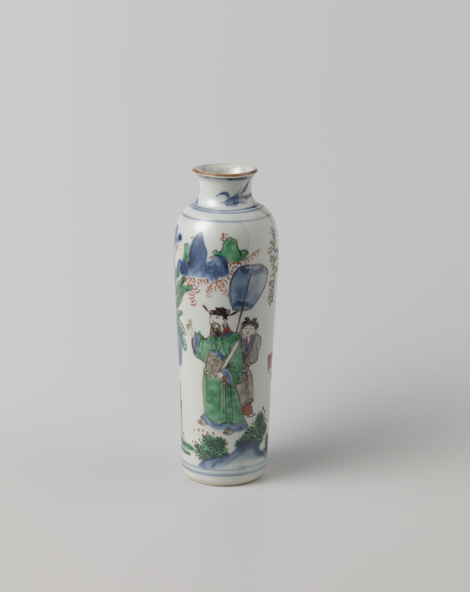 Vase (rolwagen) with a scholar-official and his servants in a landscape by Anonymous