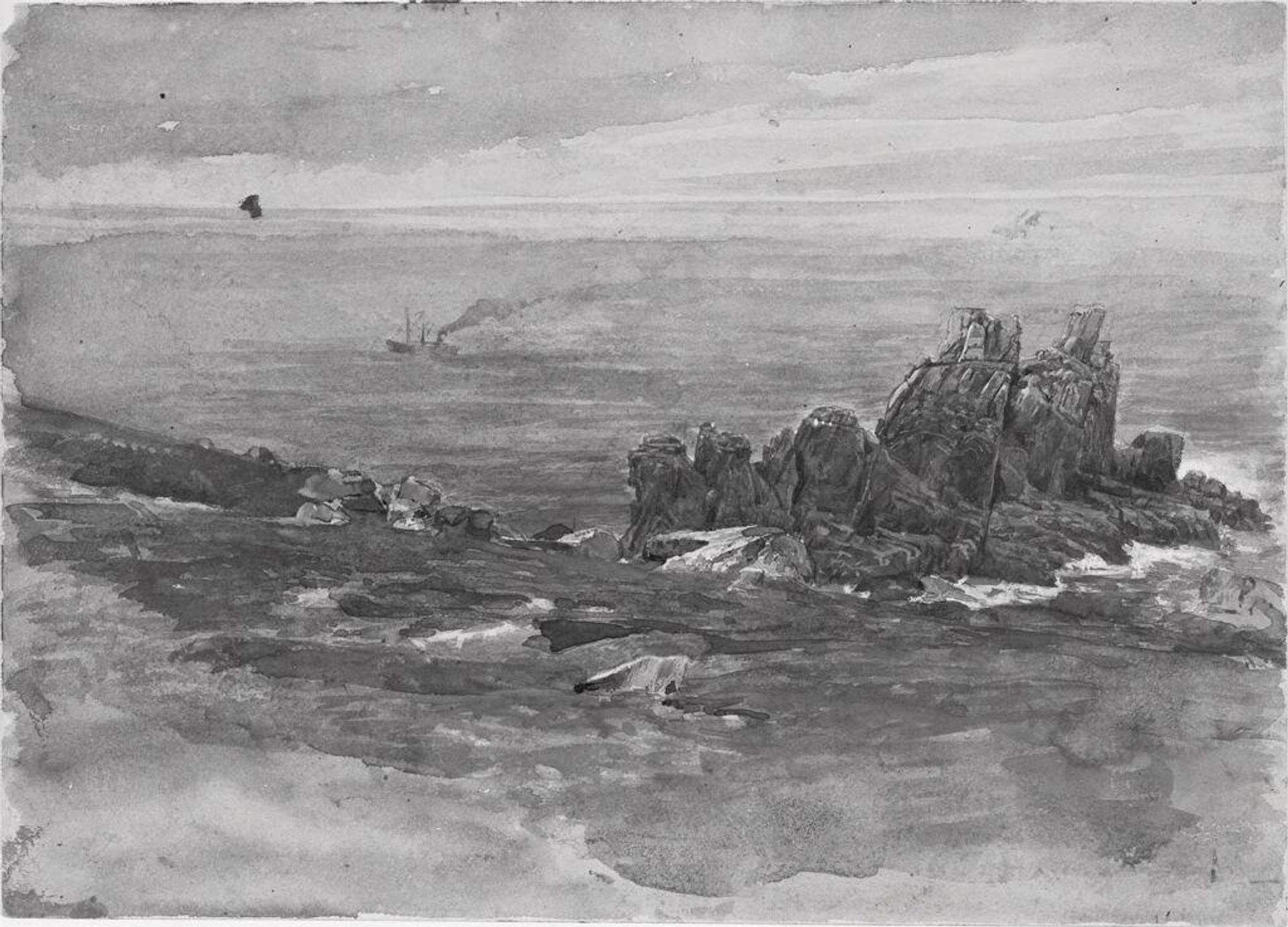 Coastal Scene with Ship by William Trost Richards