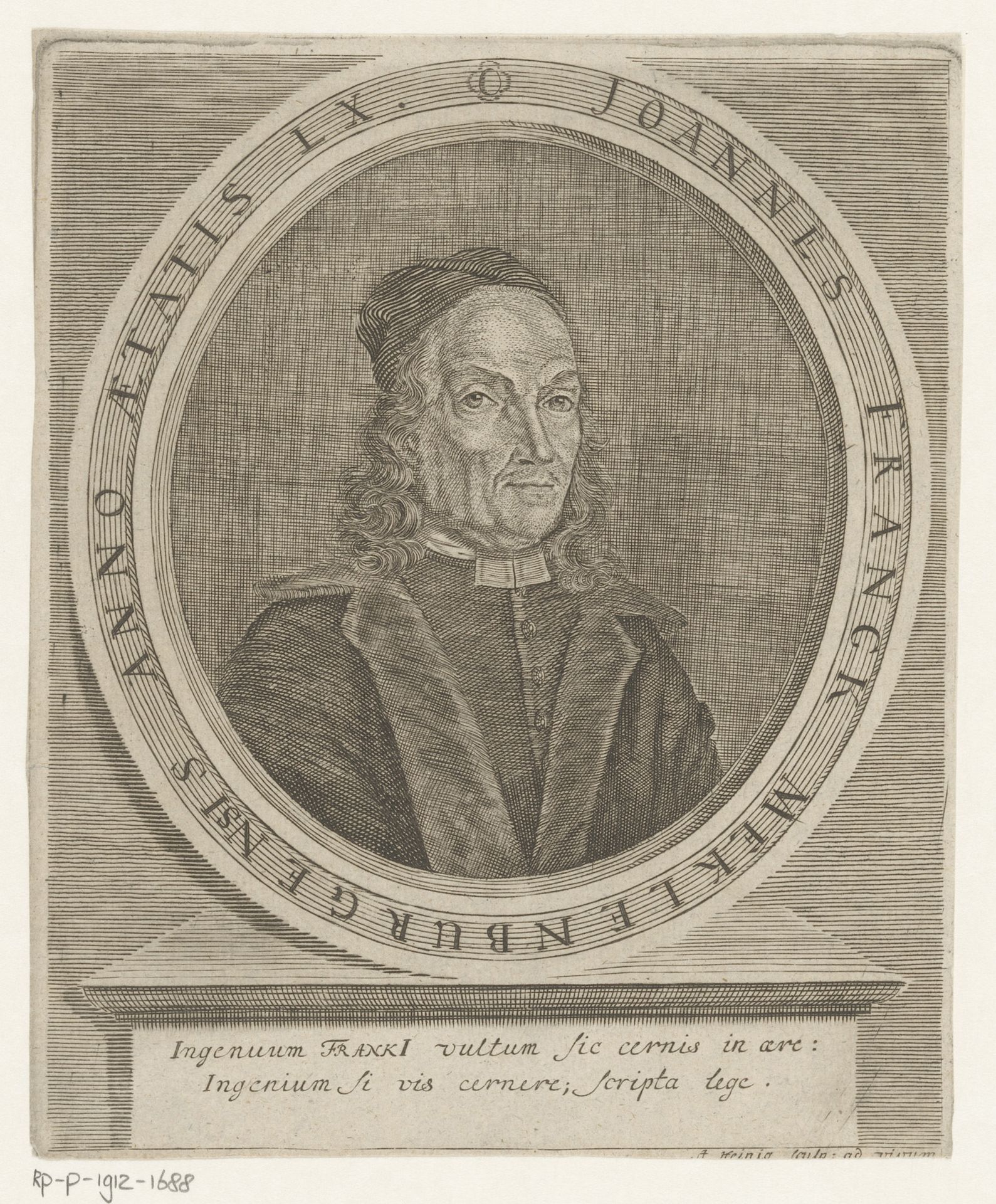 Portret van Johannes Francke op 60-jarige leeftijd by A. Heinig