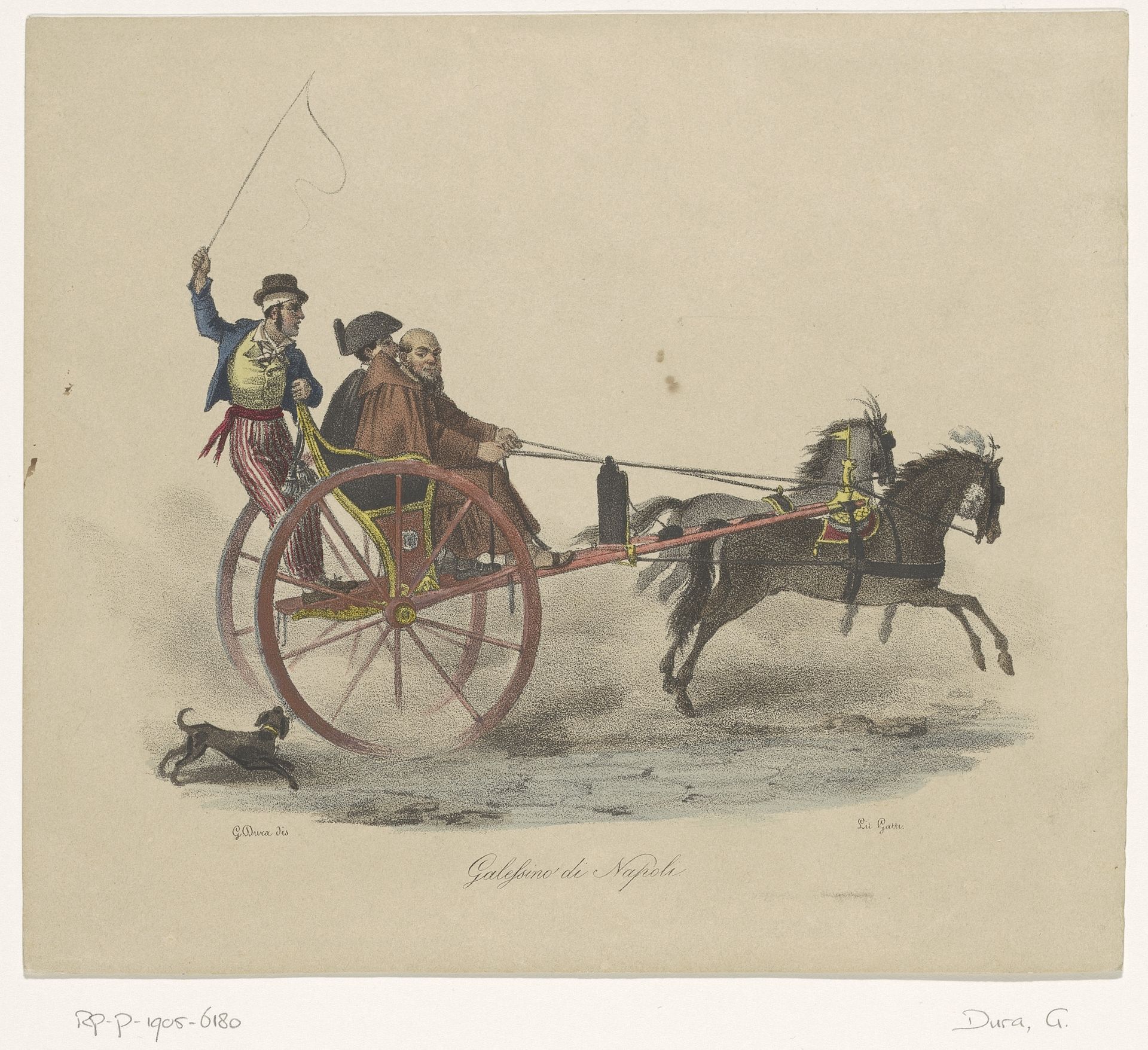 Drie mannen in een rijtuig by Gaetano Dura