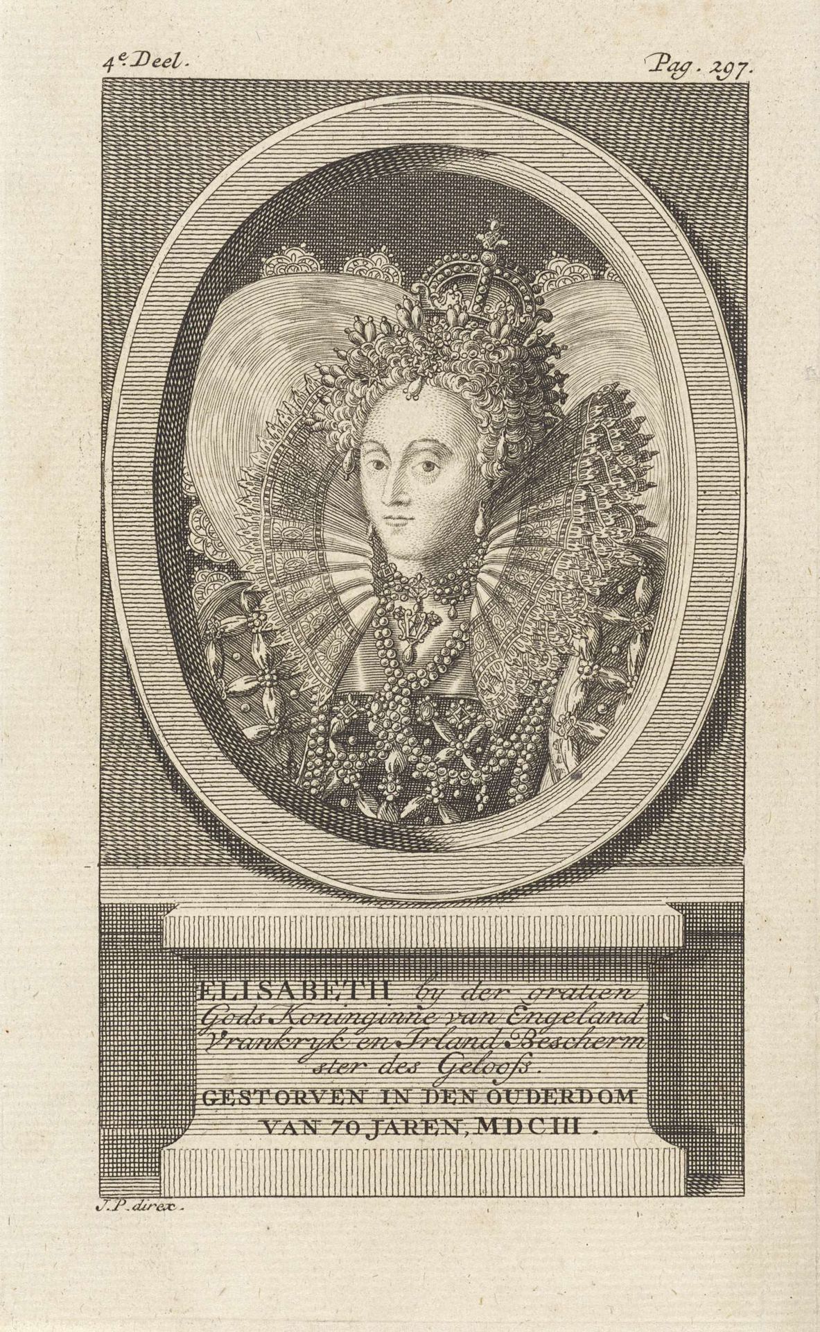 Portret van Elizabeth I Tudor, koningin van Engeland by Jan Punt