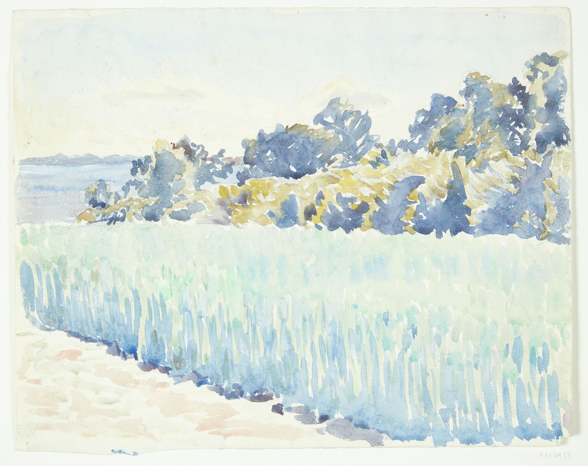Fynsk landskab. Kornmark ved en skov by Peter Hansen