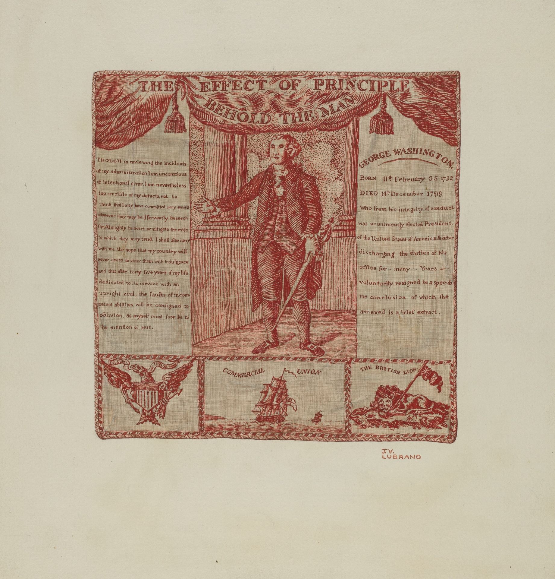 Printed Textile of George Washington by Joseph Lubrano