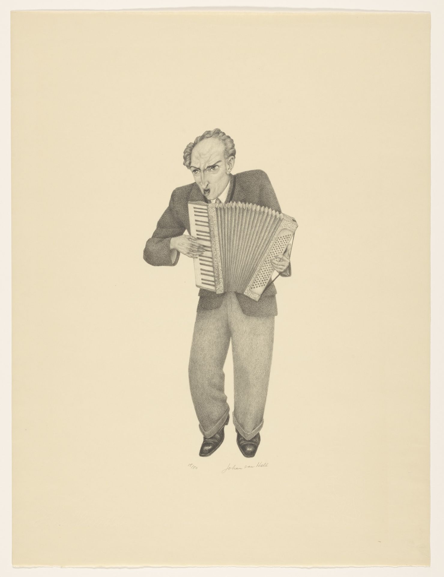 Accordeonspeler by Johan van Hell