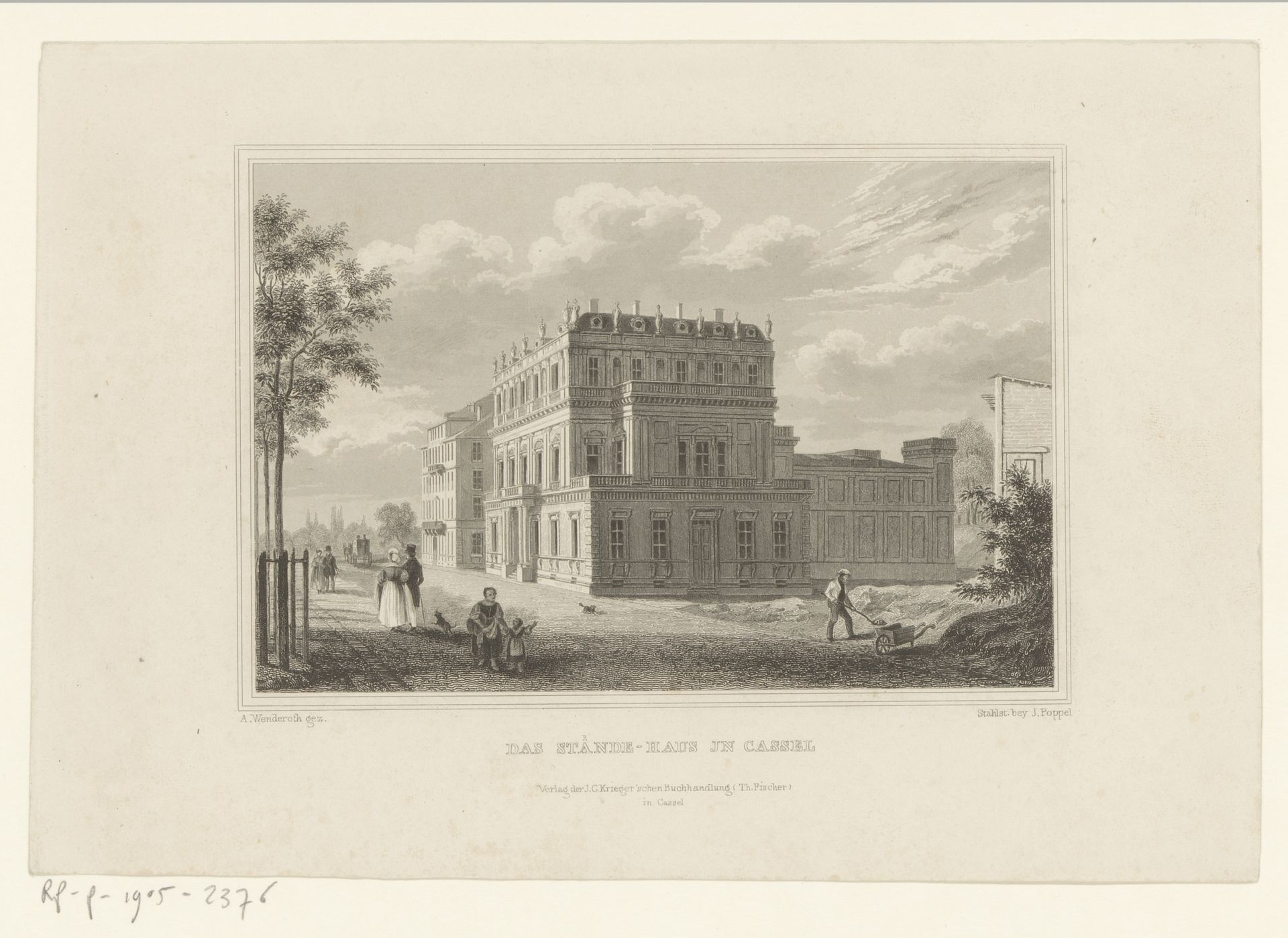 Gezicht op het Ständehaus in Kassel by Johann Gabriel Friedrich Poppel