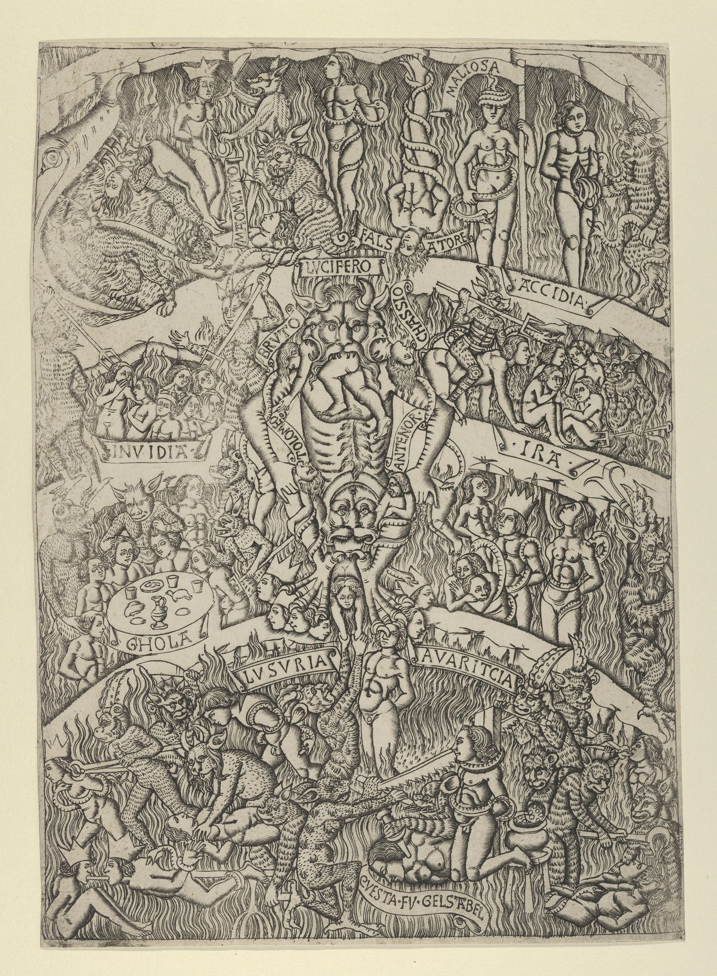 The Inferno according to Dante, after the Last Judgment fresco in the Campo Santo, Pisa by Anonymous