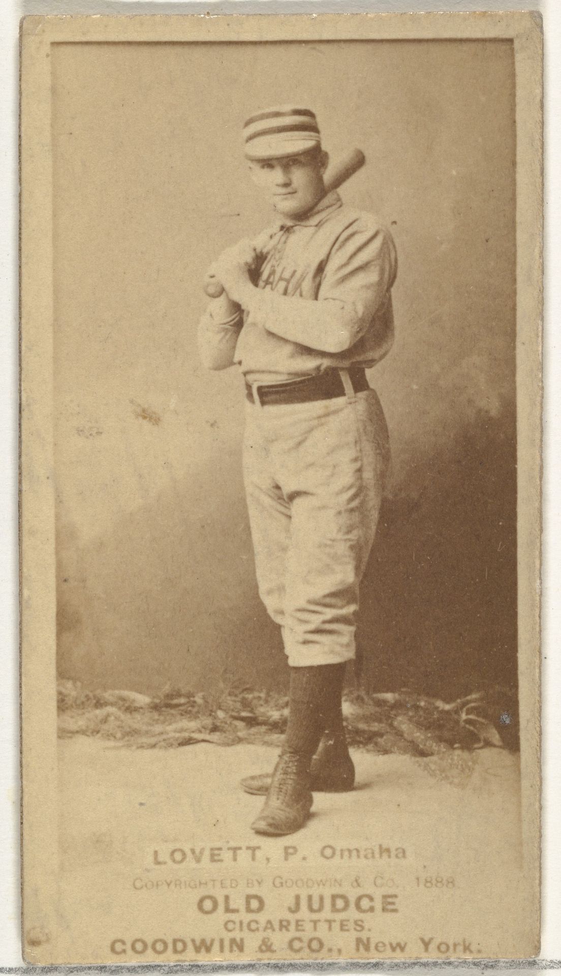 Thomas Joseph "Tom" Lovett, Pitcher, Omaha Omahogs/ Lambs, from the Old Judge series (N172) for Old Judge Cigarettes by Goodwin & Company