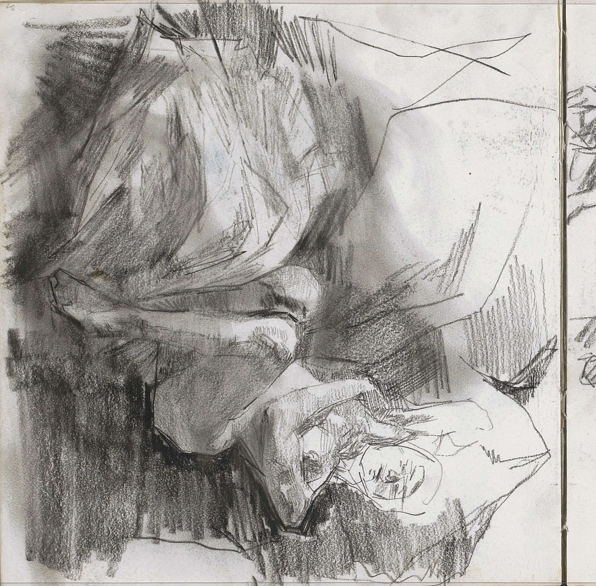 Liggend vrouwelijk naakt op bed by Isaac Israels
