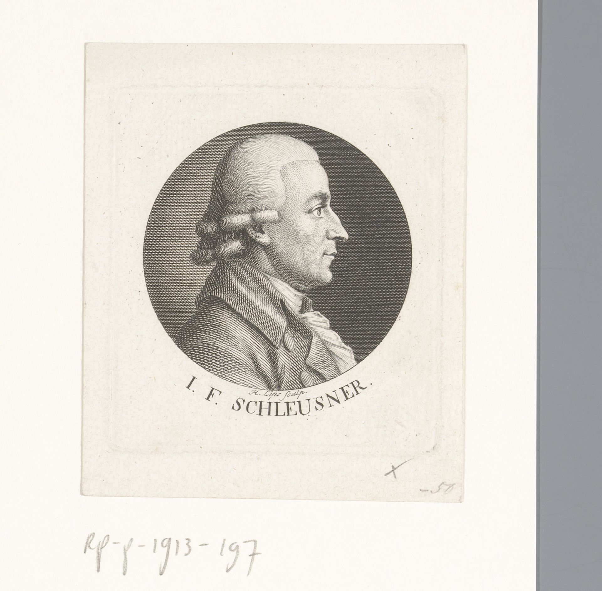 Portret van Johann Friedrich Schleusner by Johann Heinrich Lips