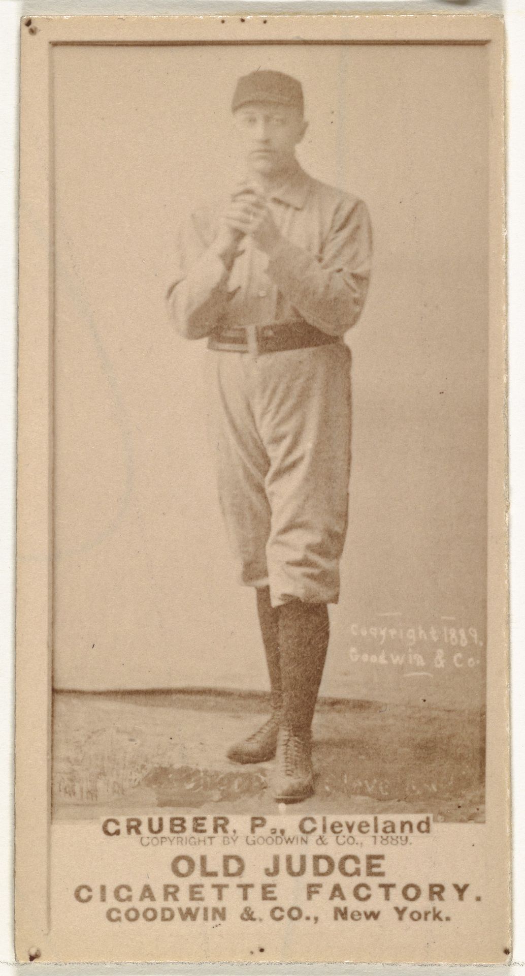 Henry Gruber, Pitcher, Cleveland, from the Old Judge series (N172) for Old Judge Cigarettes by Goodwin & Company