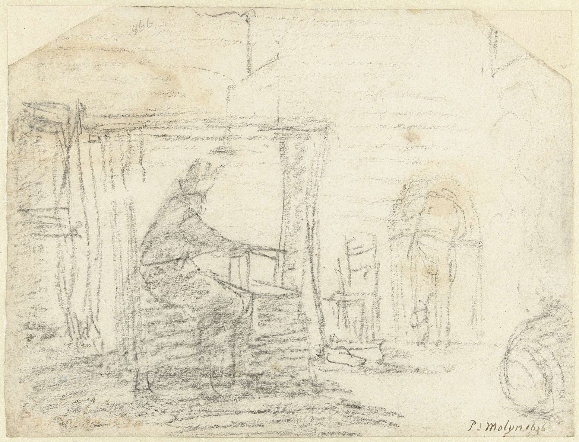 Wever achter zijn weefgetouw by Gerard ter (II) Borch
