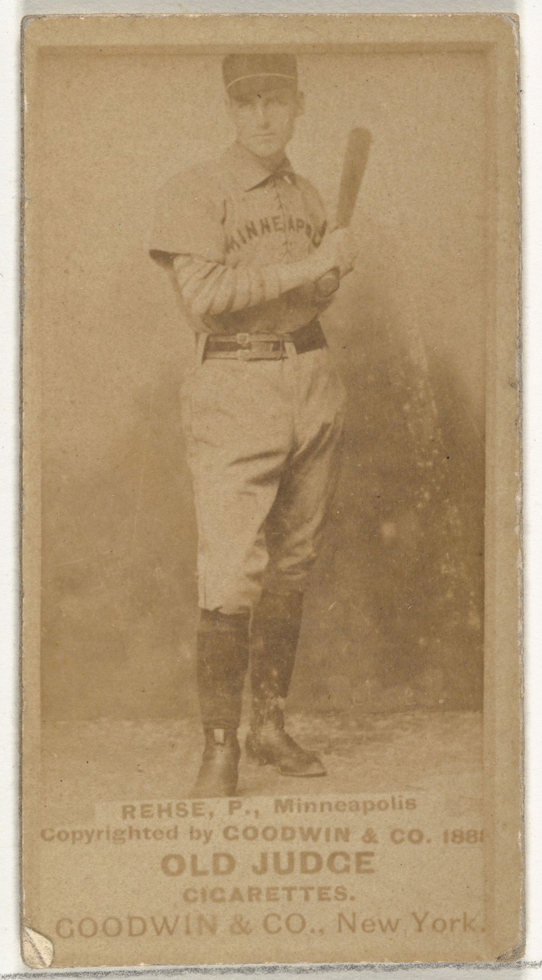 Rehse, Pitcher, Minneapolis, from the Old Judge series (N172) for Old Judge Cigarettes by Goodwin & Company