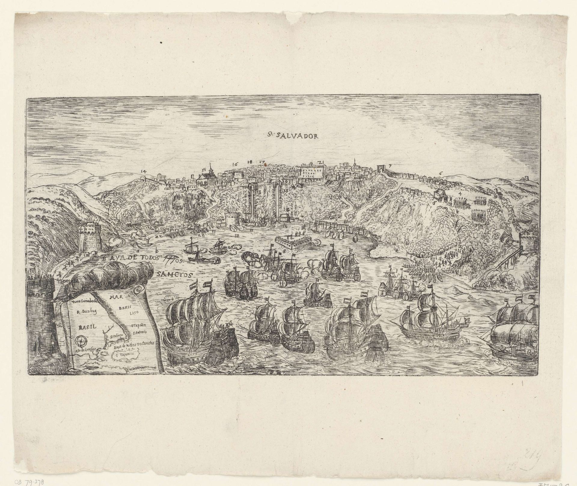 Verovering van San Salvador in Brazilië door admiraal Jacob Willekes, 1624 by Anonymous