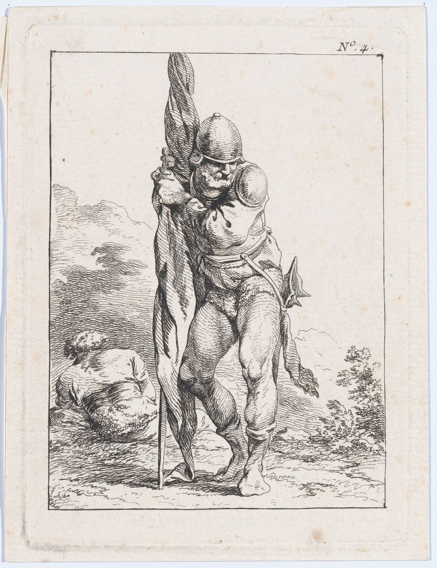 Standing Soldier Holding a Rolled Flag by Philippe Jacques de Loutherbourg