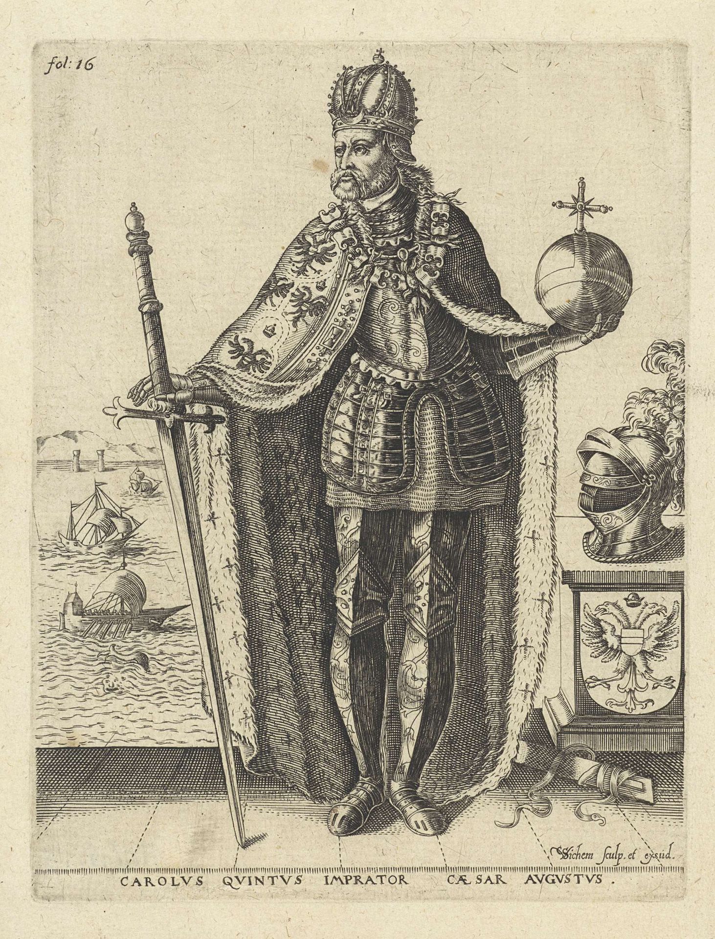 Portret van Karel V van Habsburg, Duits keizer, koning van Spanje by Christoffel van Sichem I